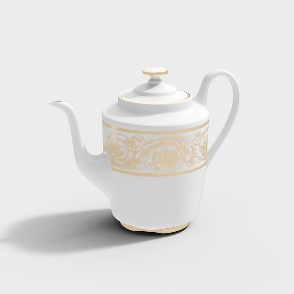 简欧陶瓷茶壶3D模型