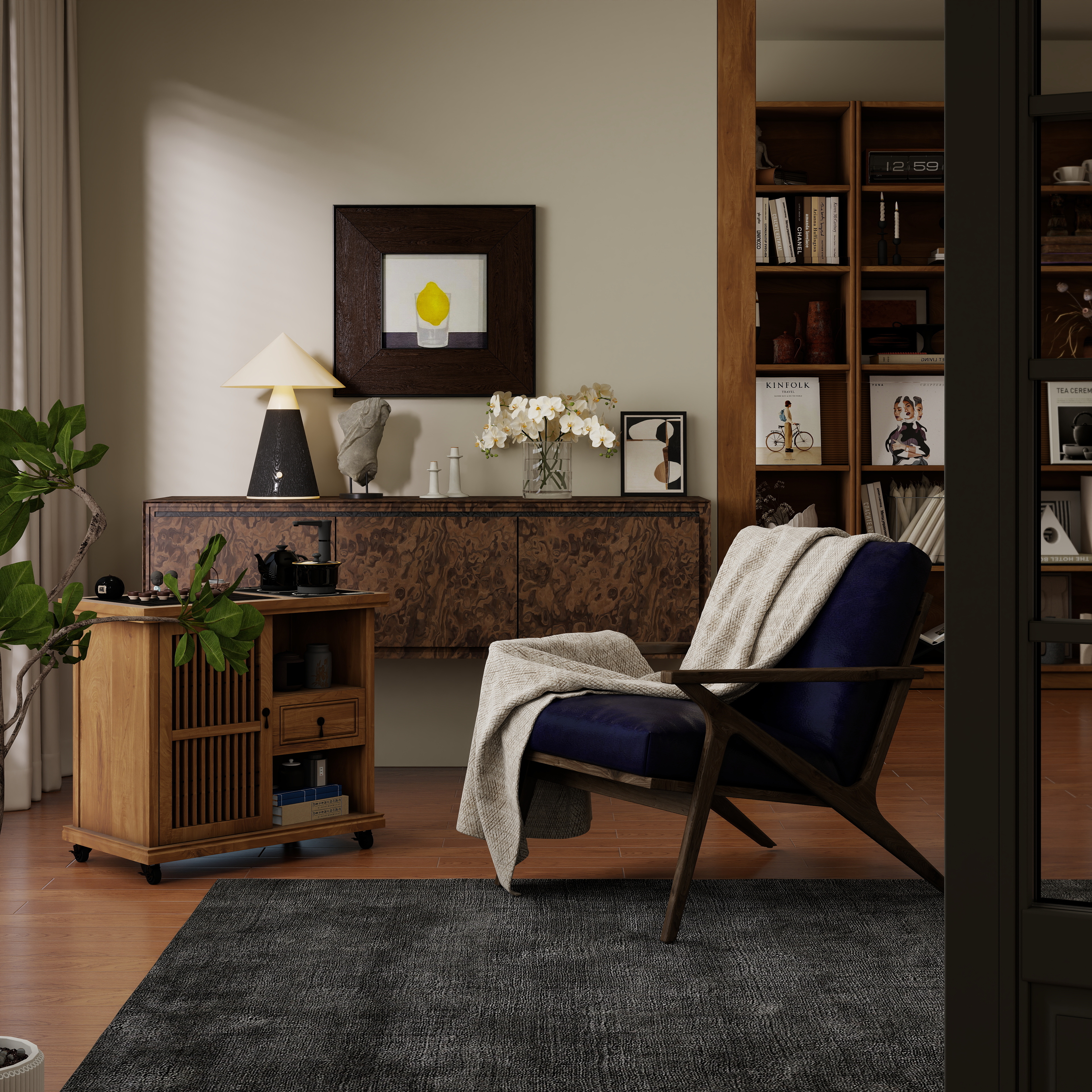 万严设计师-现代中古风书房110518495-装修设计方案