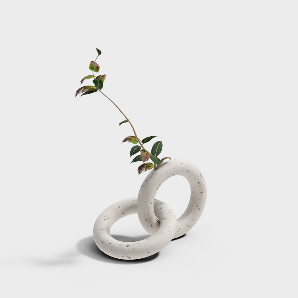 奶油圆环绿植摆件3D模型