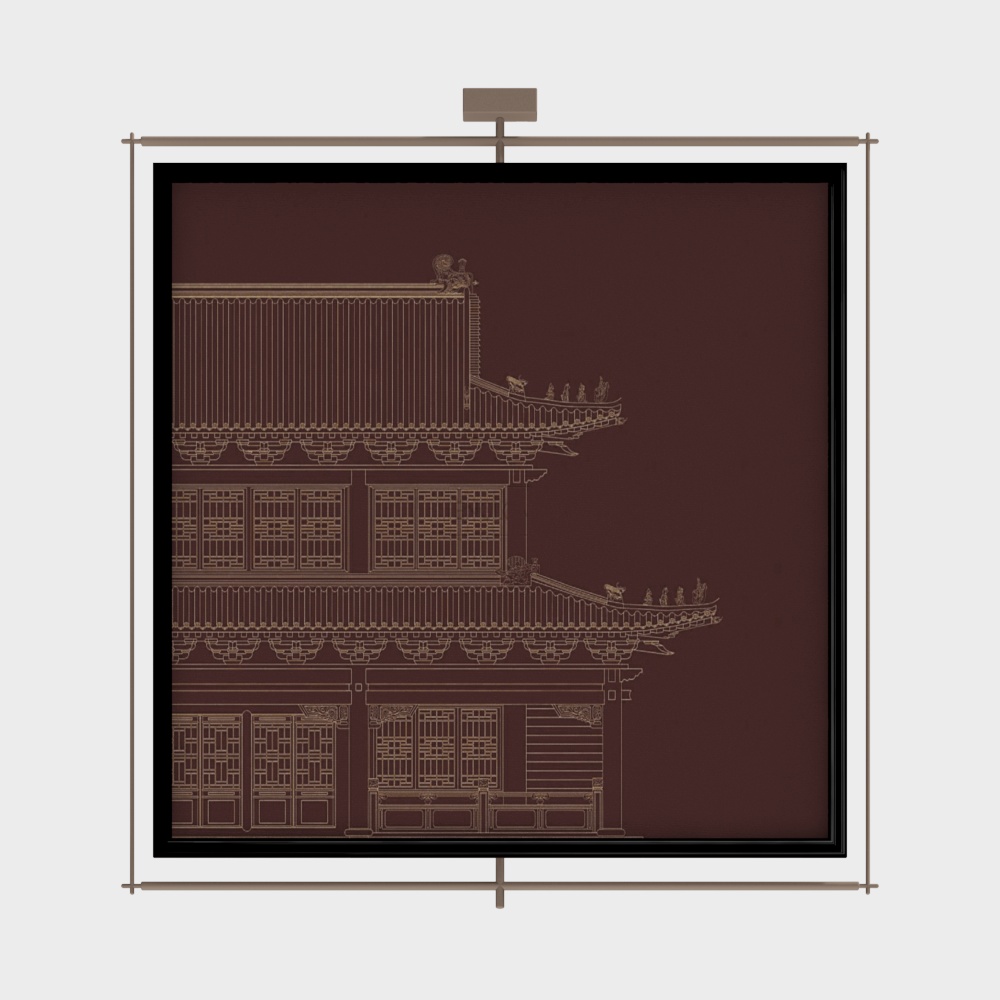 新中式中古挂画3D模型