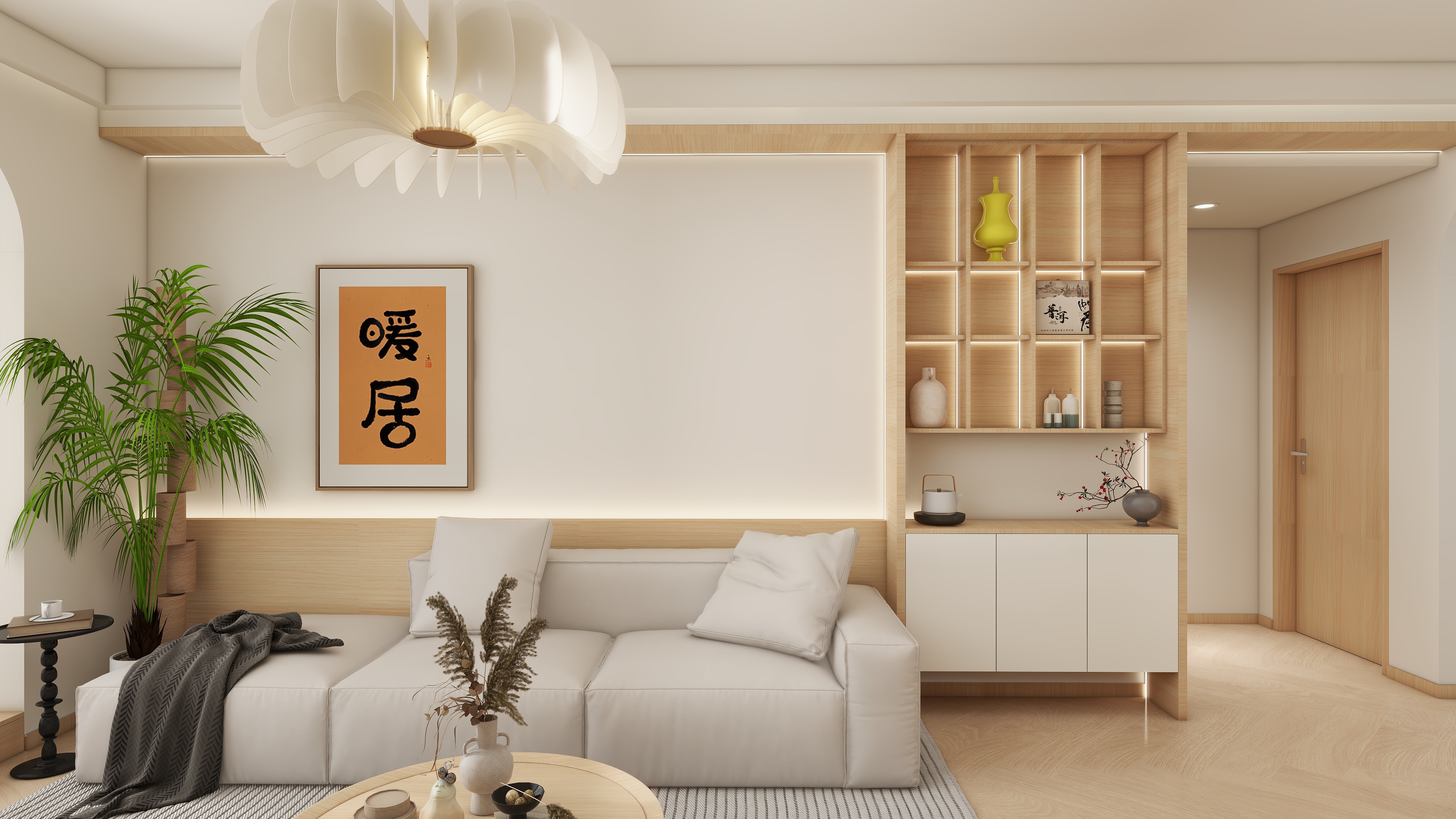 设计师言色-96平米 日式原木奶油风-装修设计方案