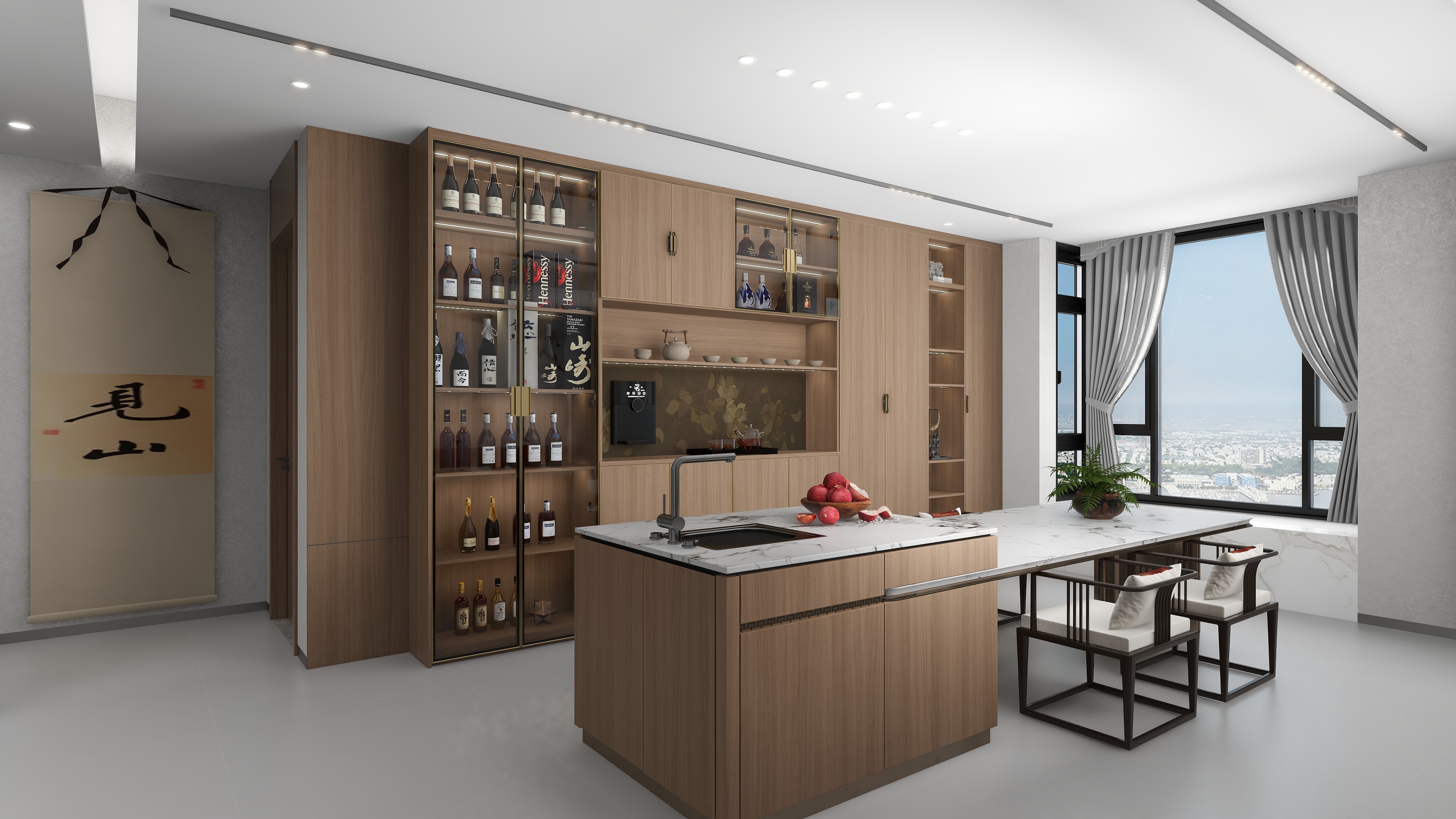 慈利劳卡-曹总雅居-客厅新中式风格-装修设计方案