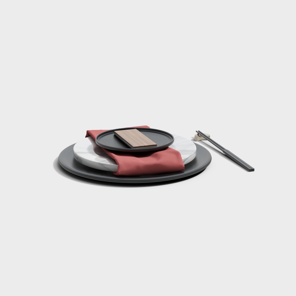 新中式餐具3D模型