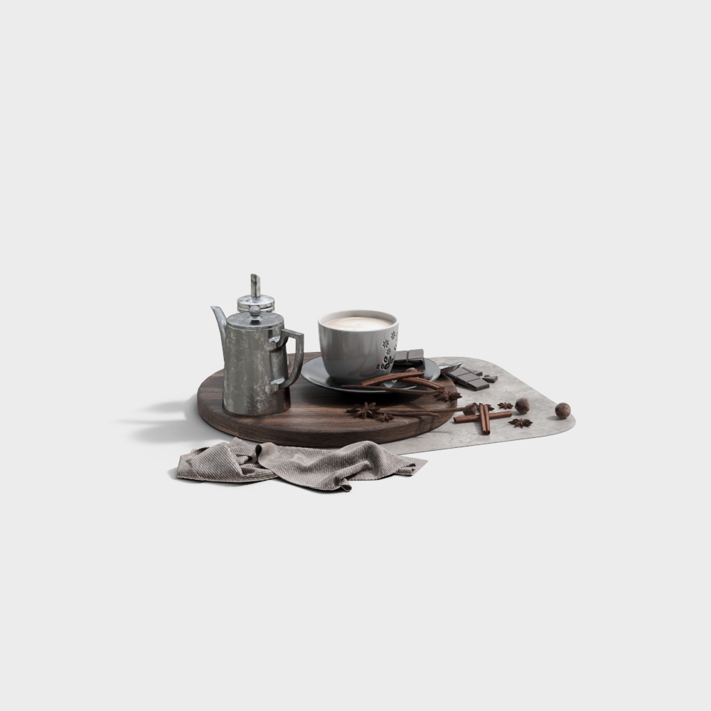 现代咖啡杯托盘3D模型