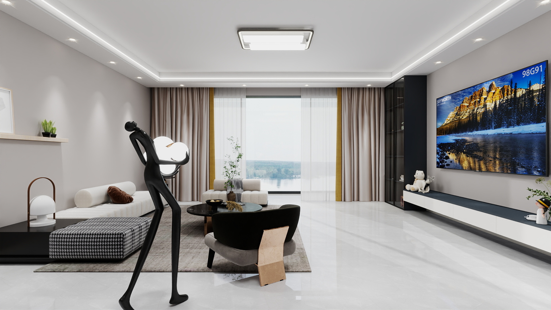 电脑猫-小二层现代简约-装修设计方案