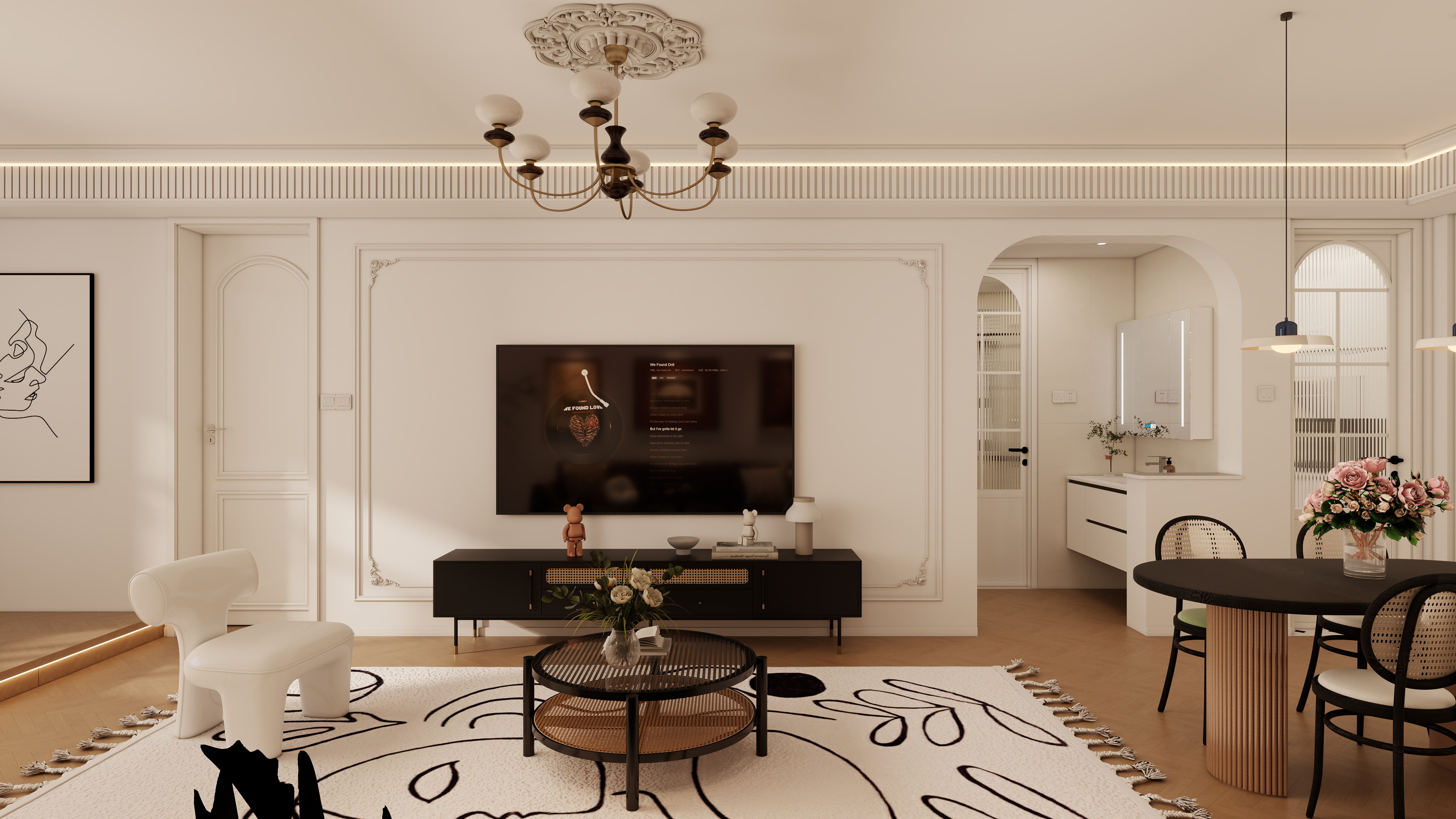 周聪设计-88平轻法式复古奶油风-装修设计方案