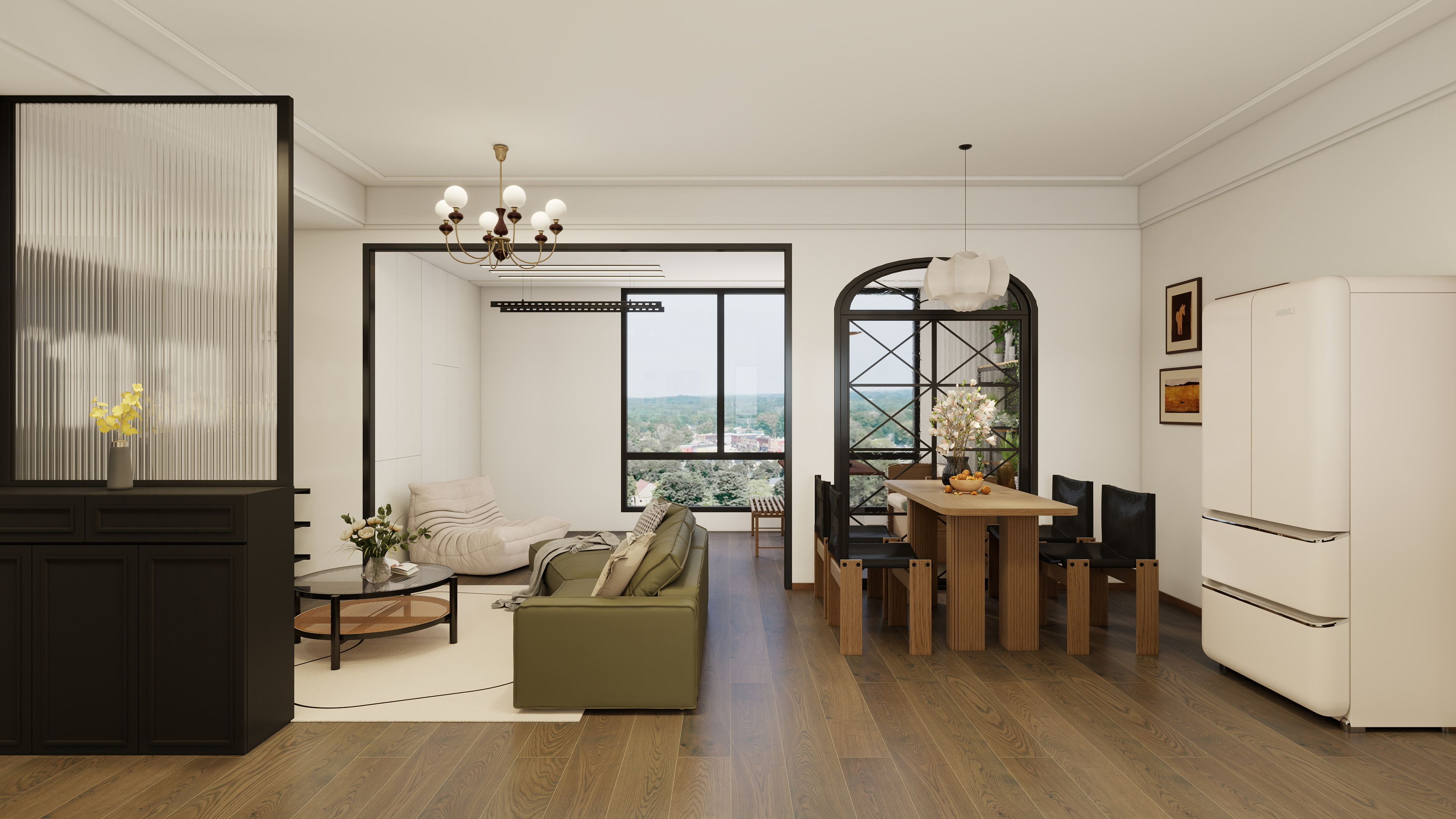 度晓佳-法式复古风客餐厅-装修设计方案