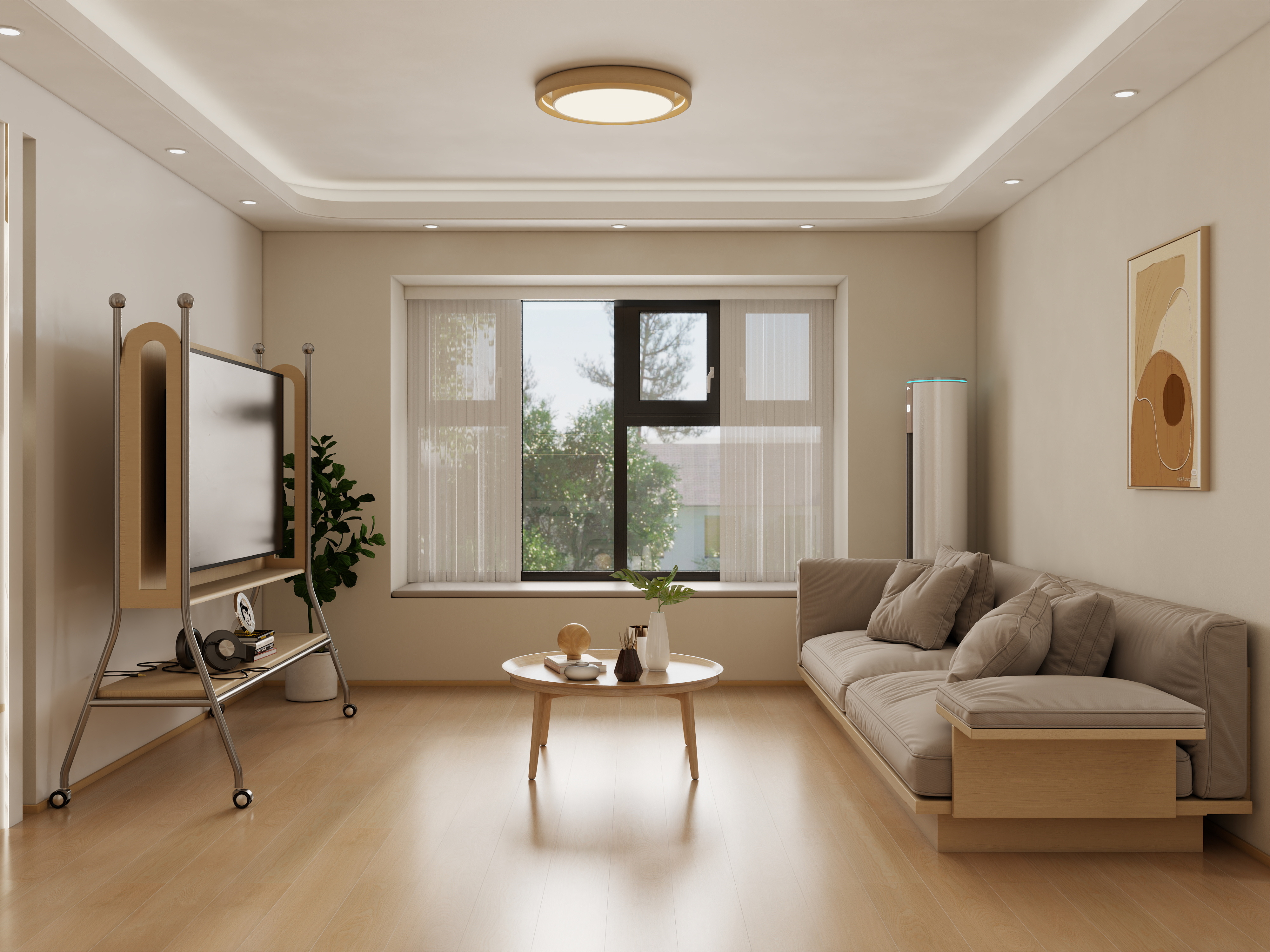 李佳洋-日式原木风121平4室装修效果图