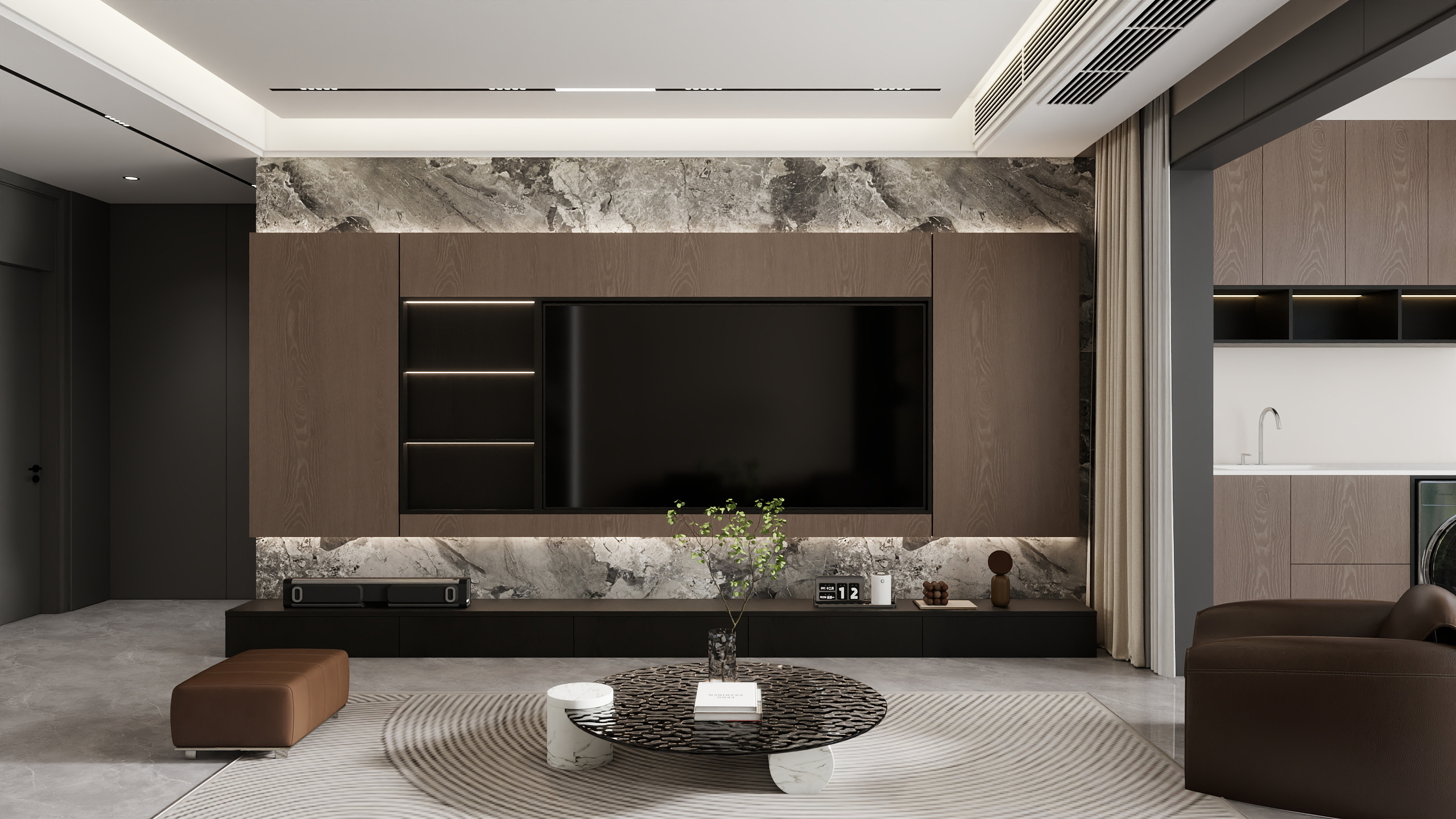 李青越-113平方意式三居室样板间装修效果图