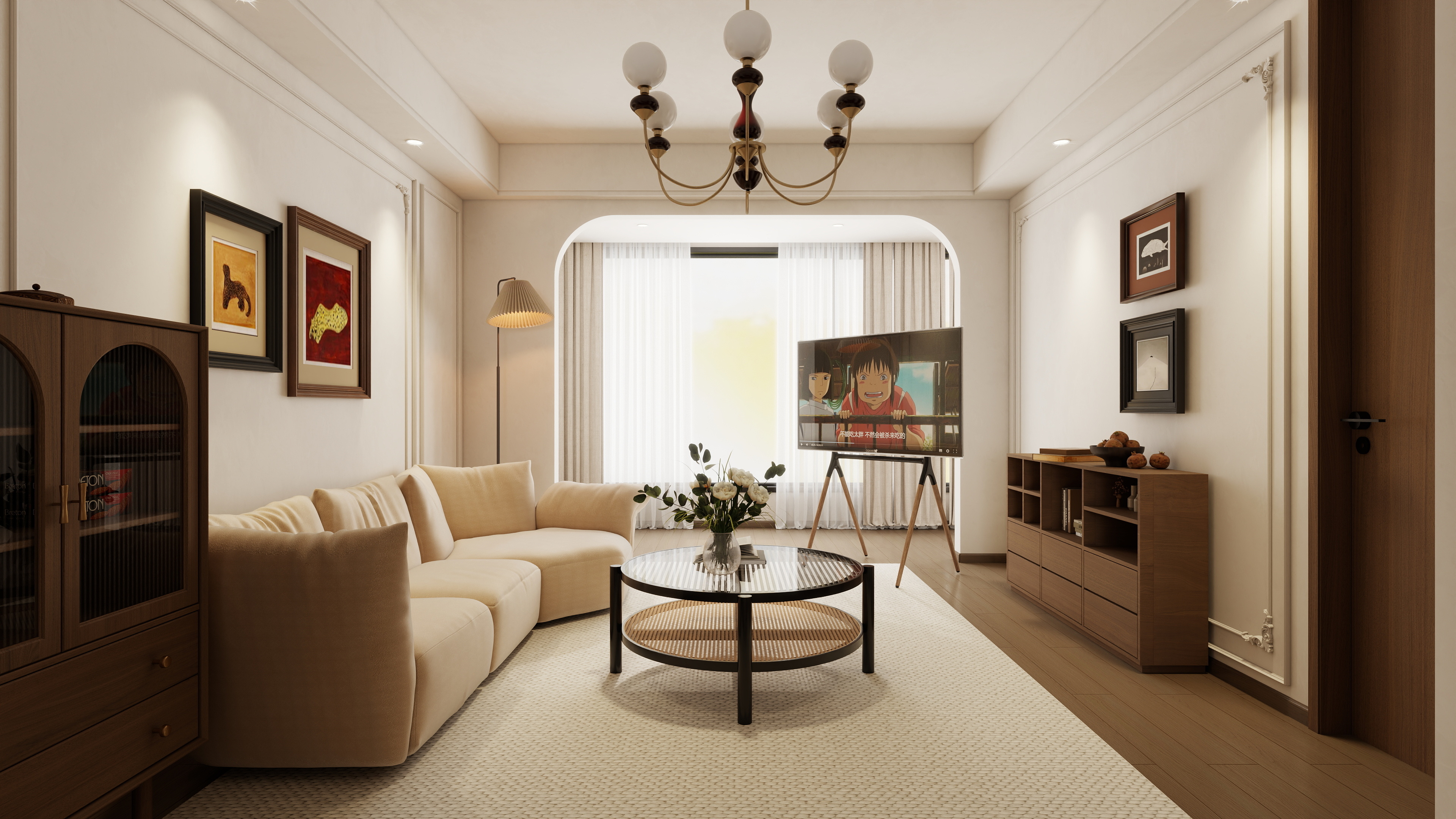 孙有权-『2025-3』32平丨中古风客餐厅装修效果图