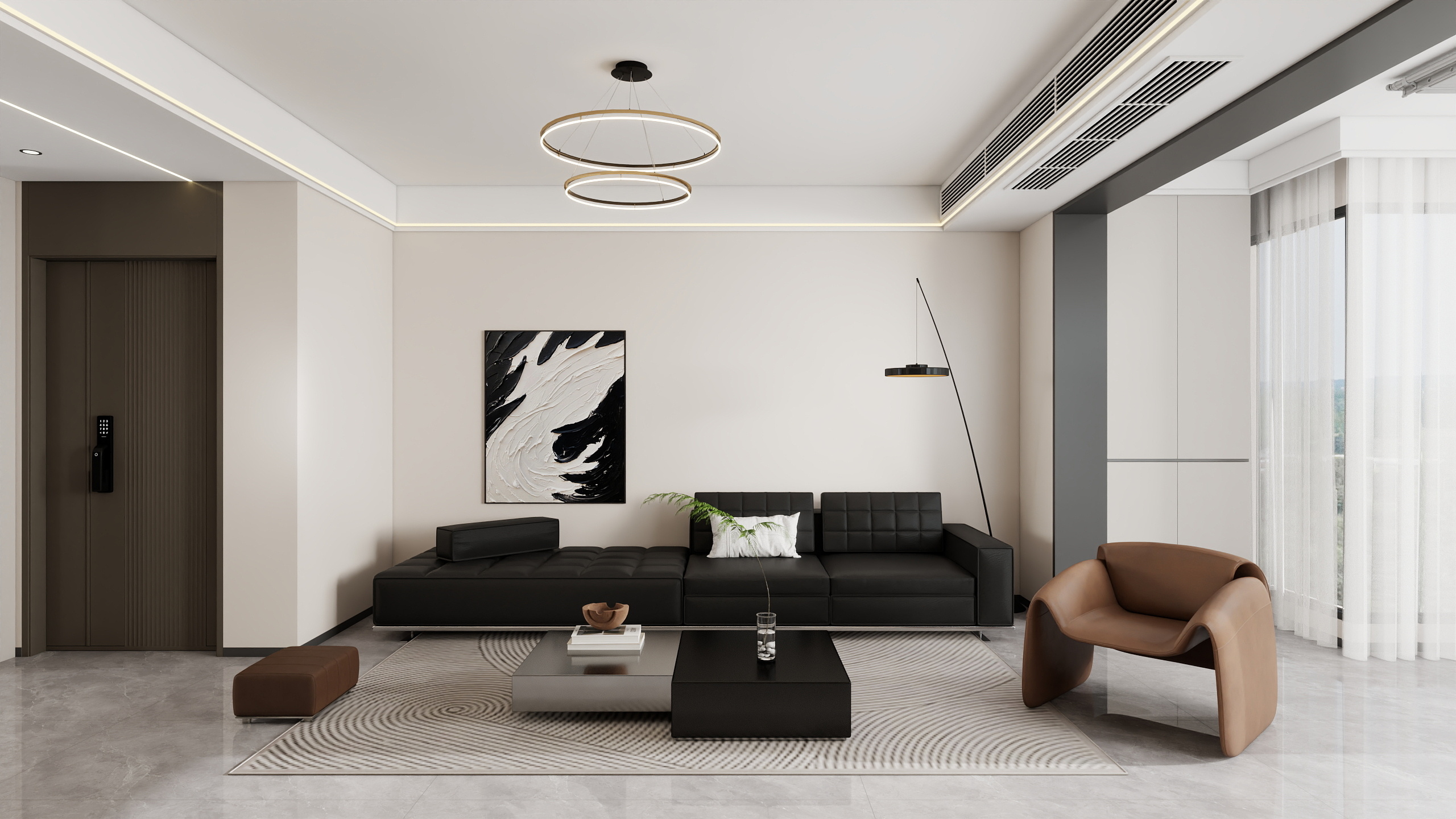 李青越-120平方现代简约三居室样板间装修效果图