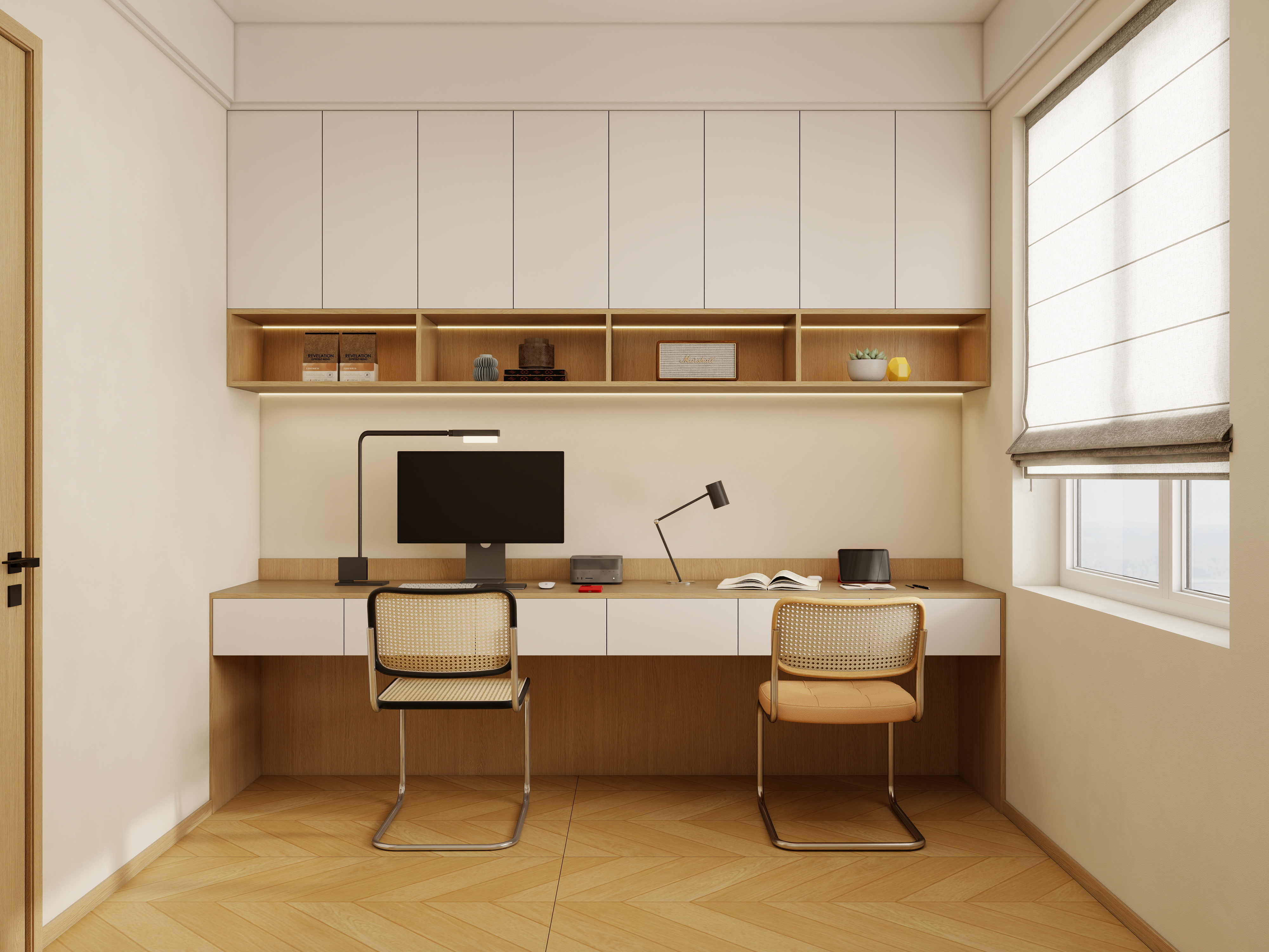 庄育霖-河畔世家127平奶油原木风4室装修效果图