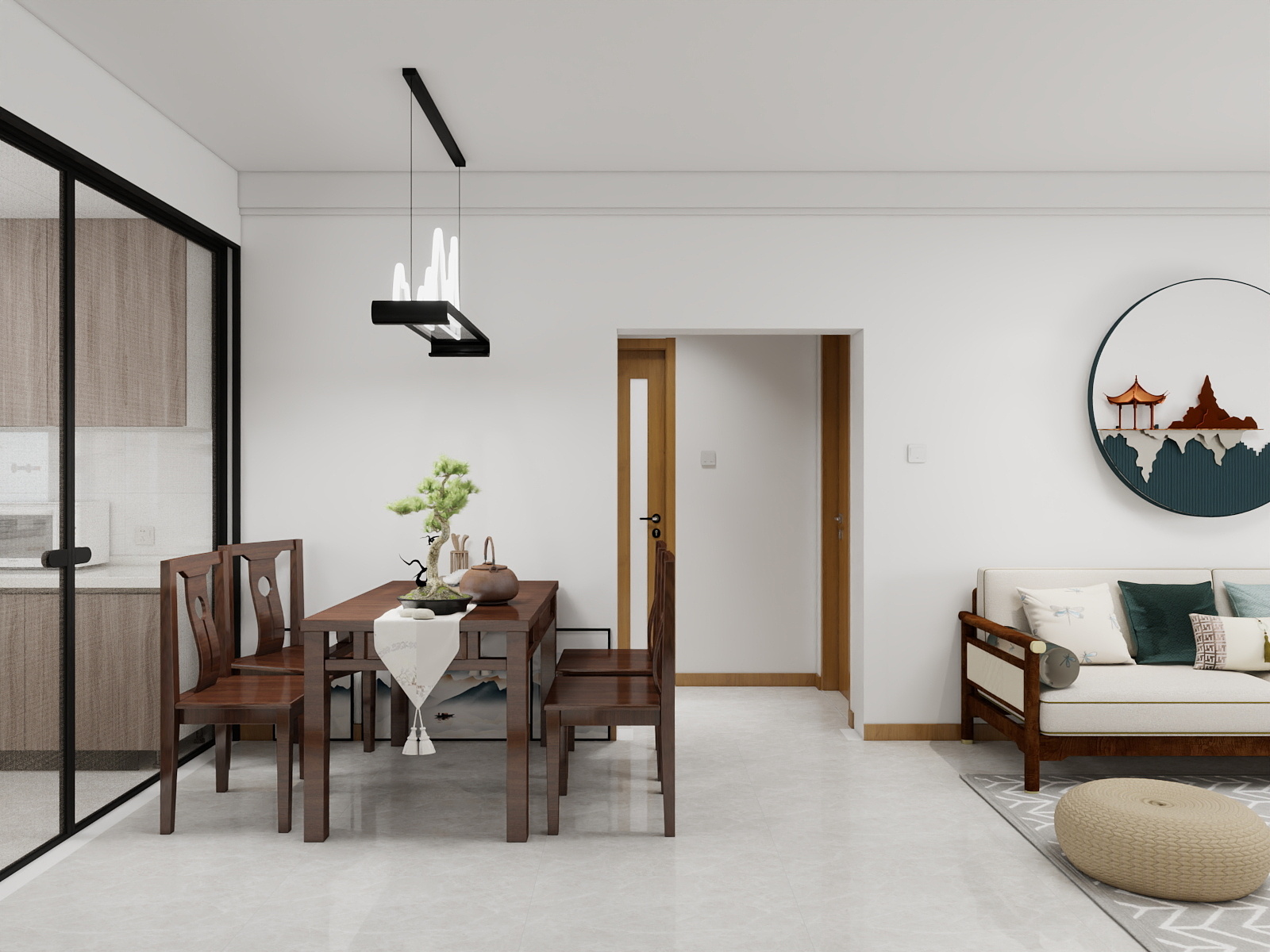 100元设计方案- 84m²新中式风格装修效果图