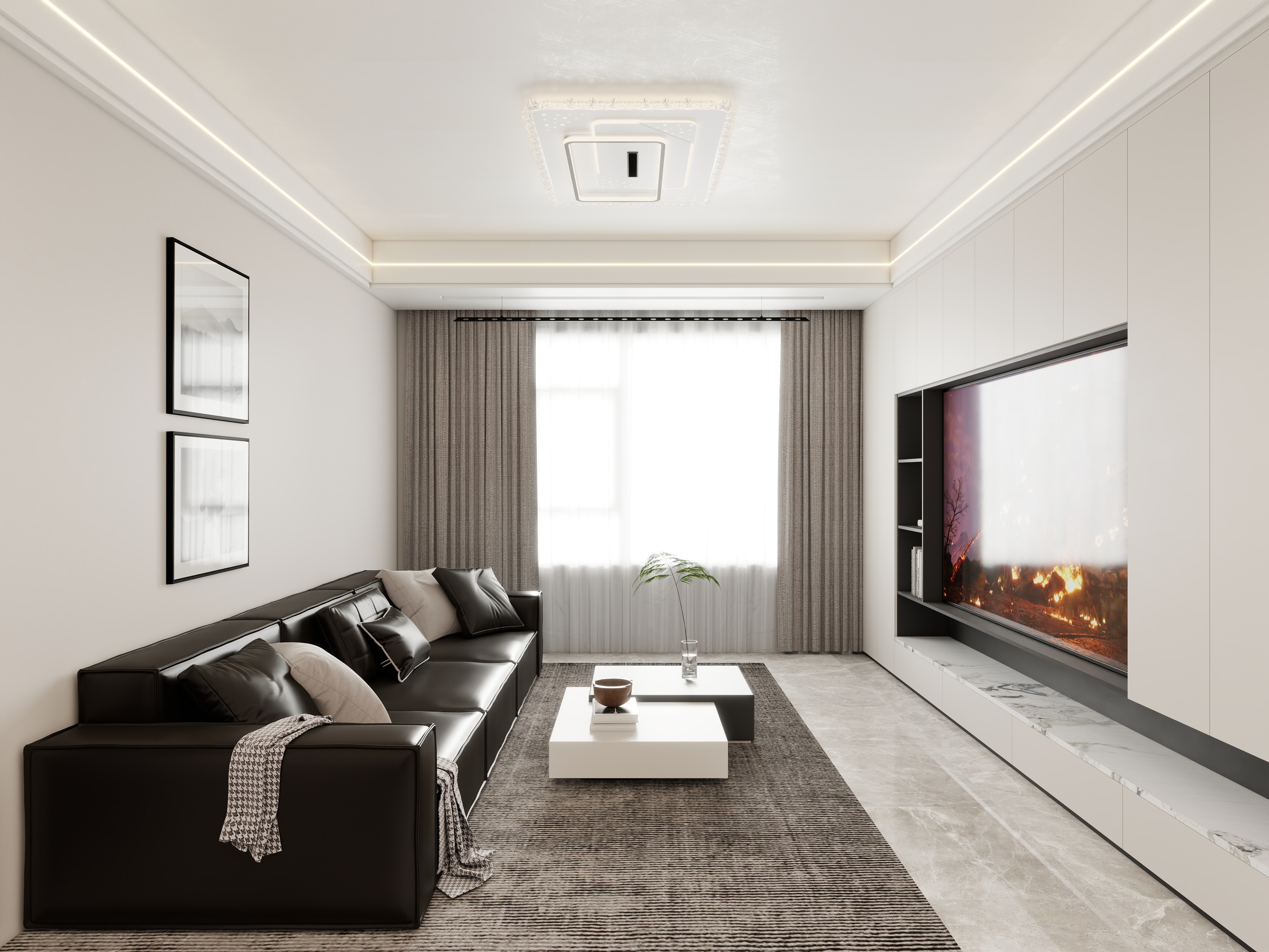 壹诺设计工作室-92㎡3室-现代简约装修效果图