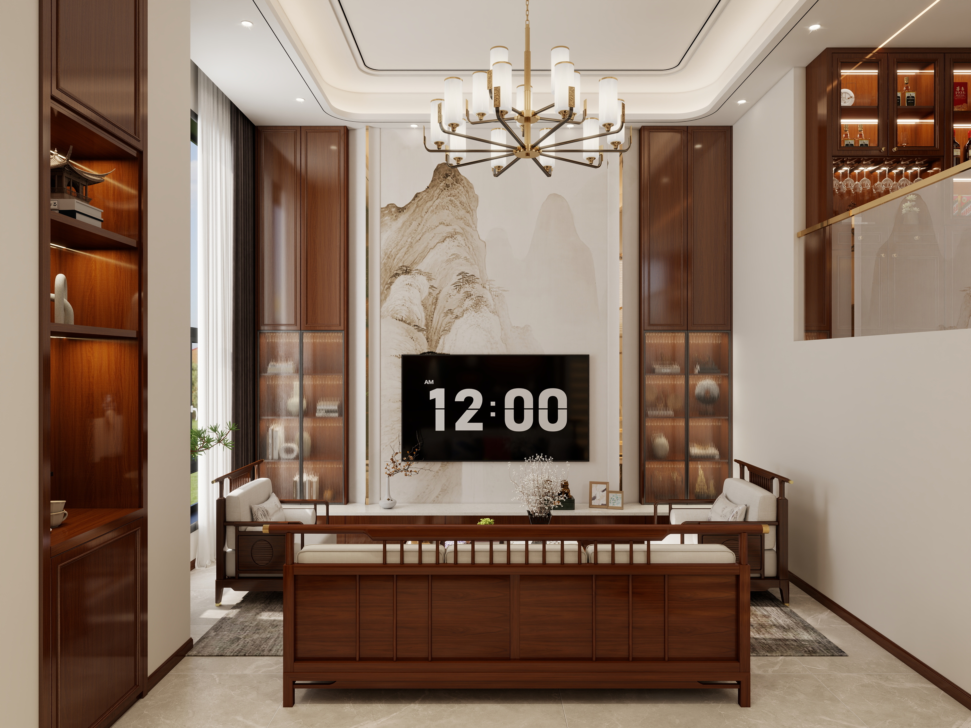 孙有权-『椿龄无尽』106平丨新中式跃层别墅装修效果图