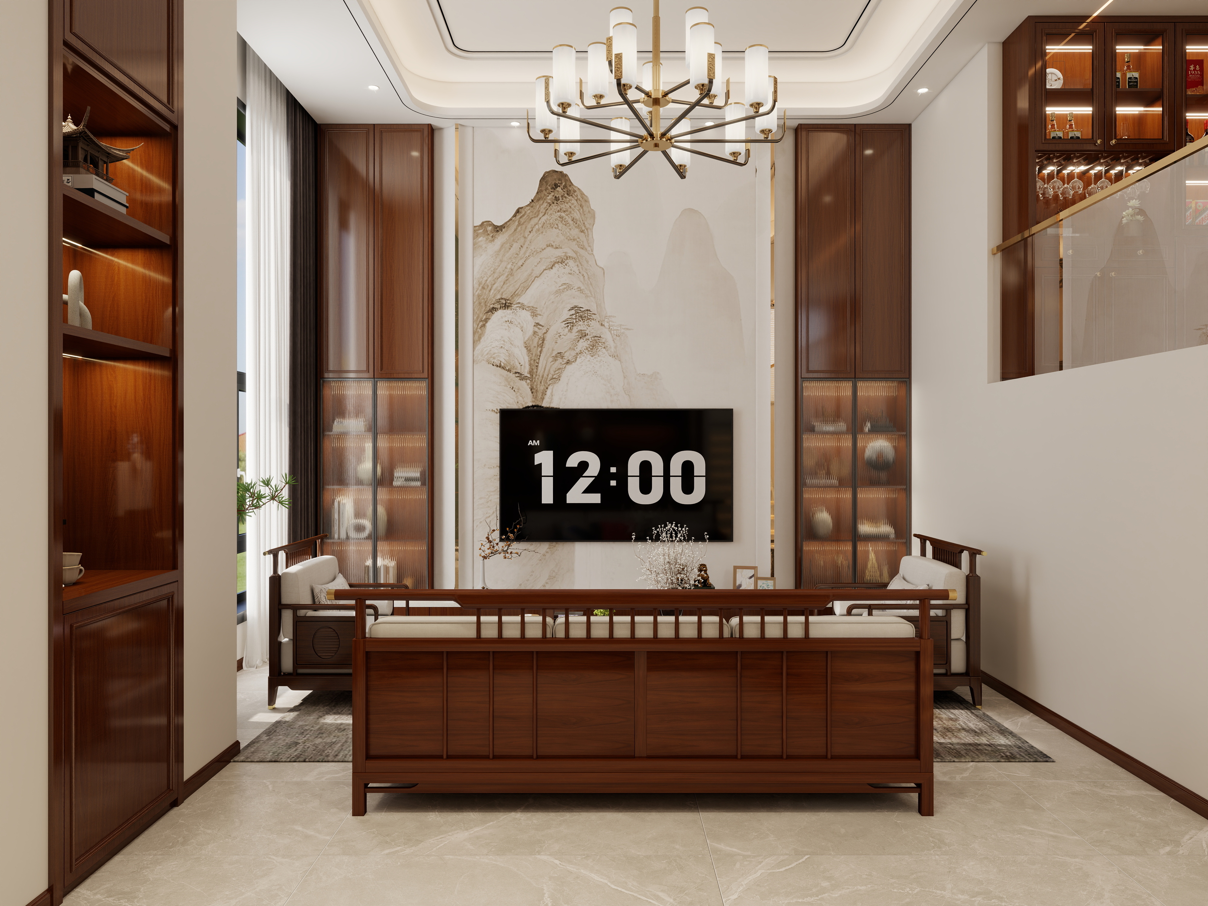 孙有权-『椿龄无尽』106平丨新中式跃层别墅装修效果图