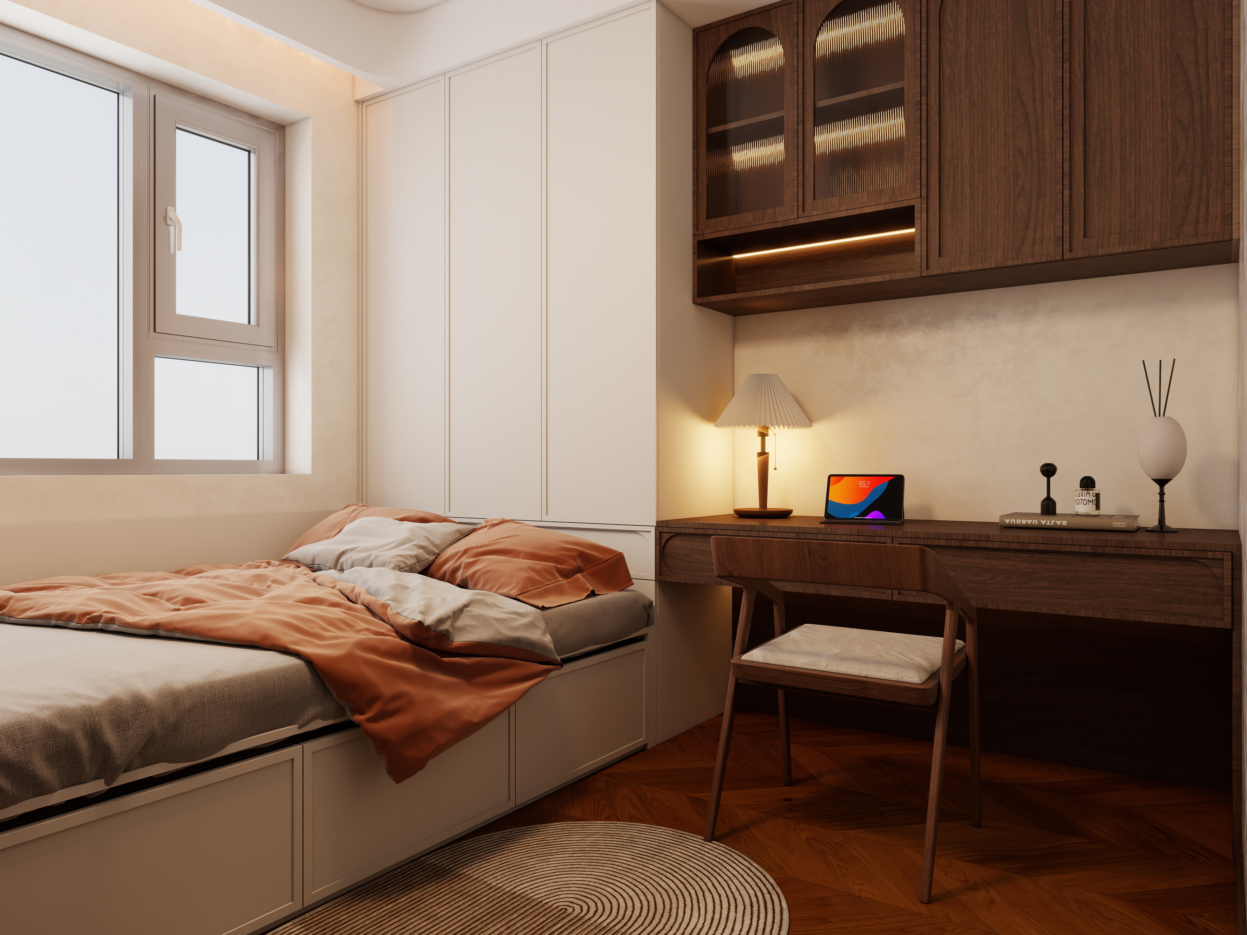 觅境设计工作室-132平米中古风3室装修效果图