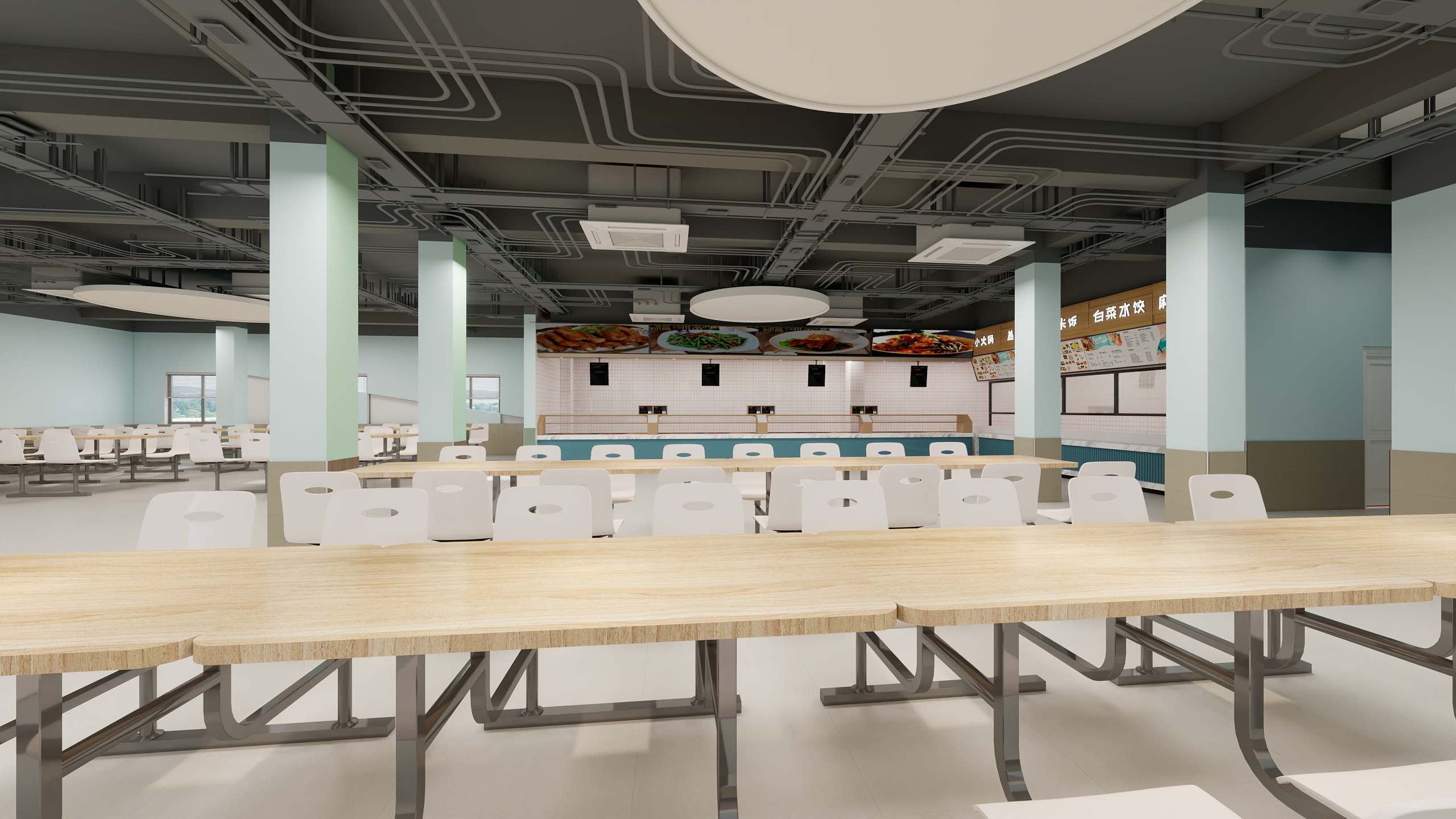AAA薄荷空间设计-杭州一层食堂-装修设计方案
