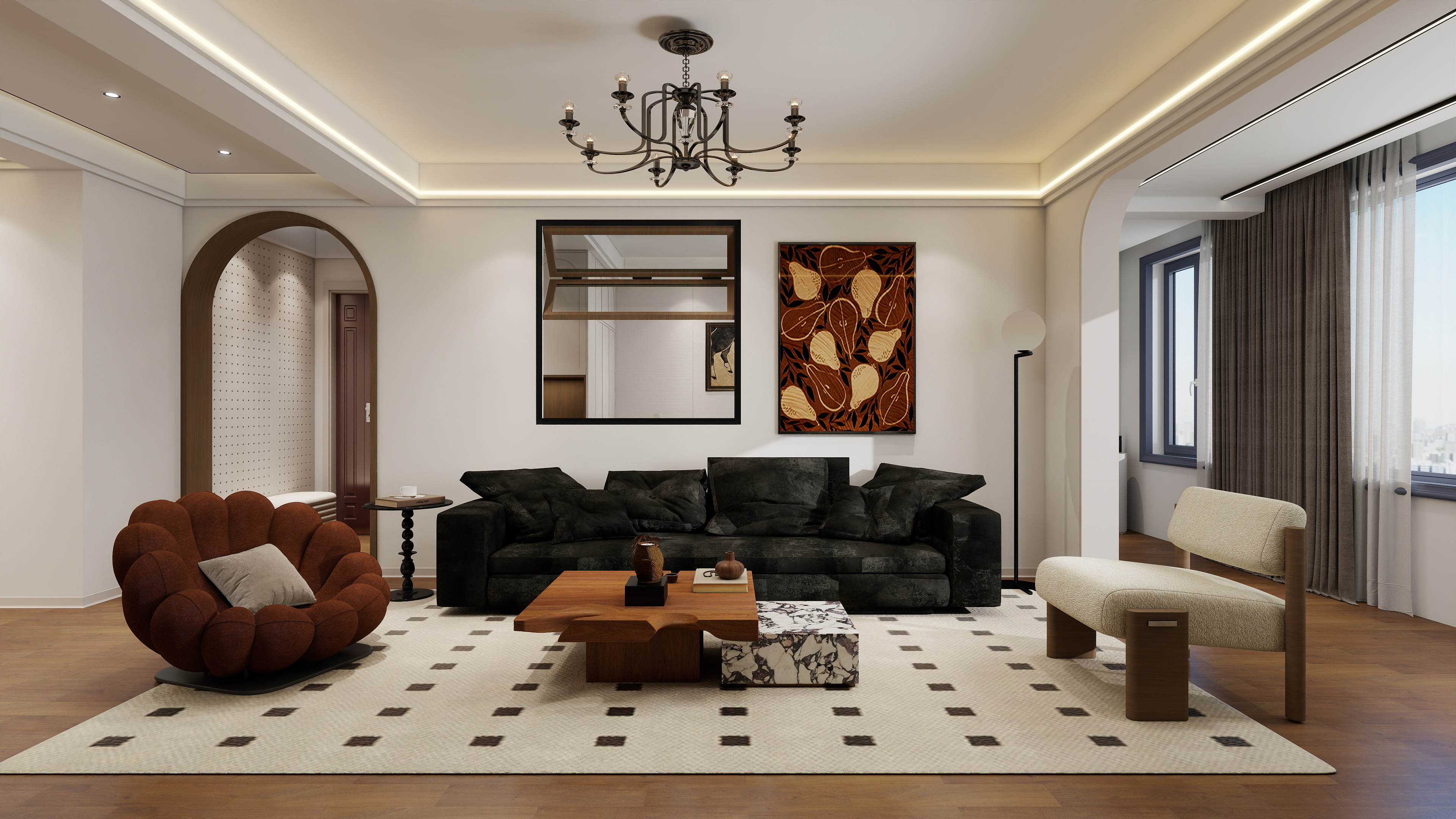 盈海装饰-港式112㎡3室装修效果图