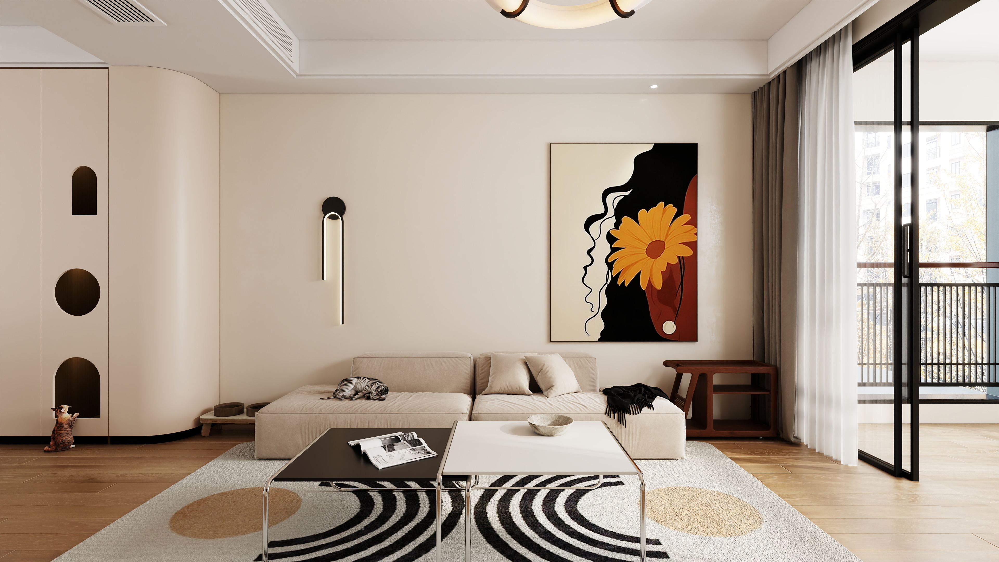 大金空调官方-自然絮语-原木风人宠共融三居室装修效果图