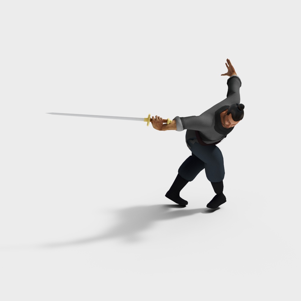 男子武术动作3D模型