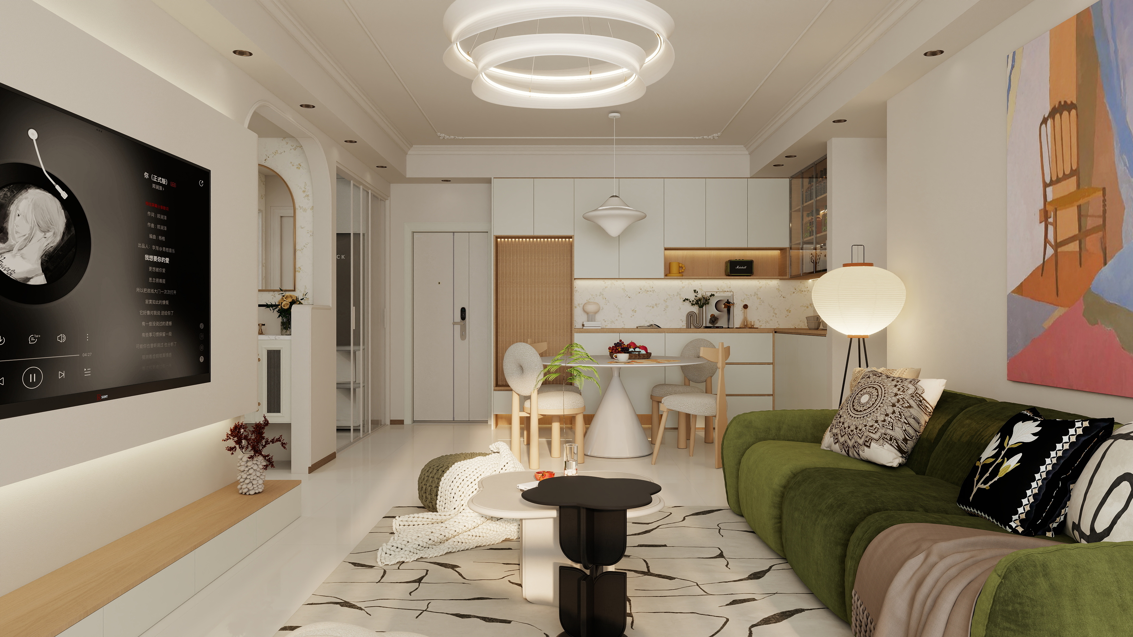 荷棠建筑设计-路劲佘山院子东园85㎡3室装修效果图