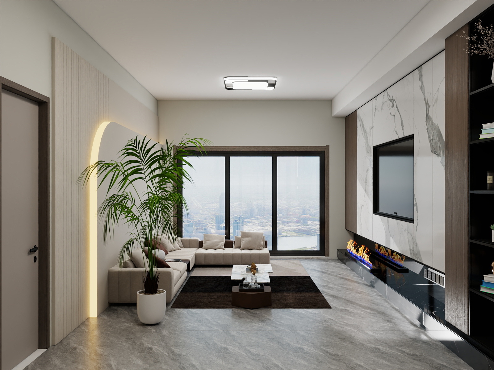 吴爽- 61m²黑白灰风格设计装修效果图