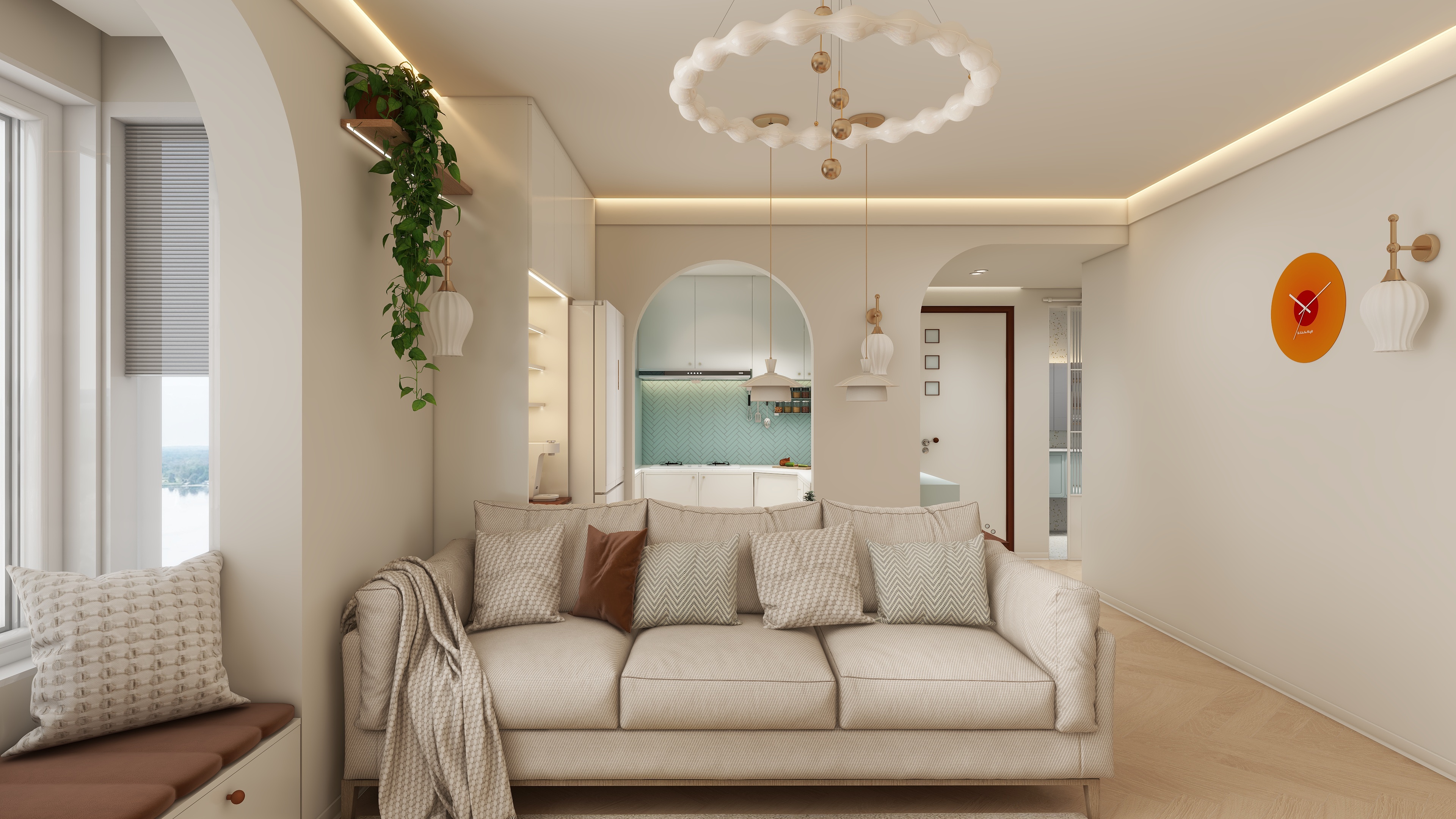 设计师言色-70平米 治愈系 多巴胺 原木奶油风格装修效果图