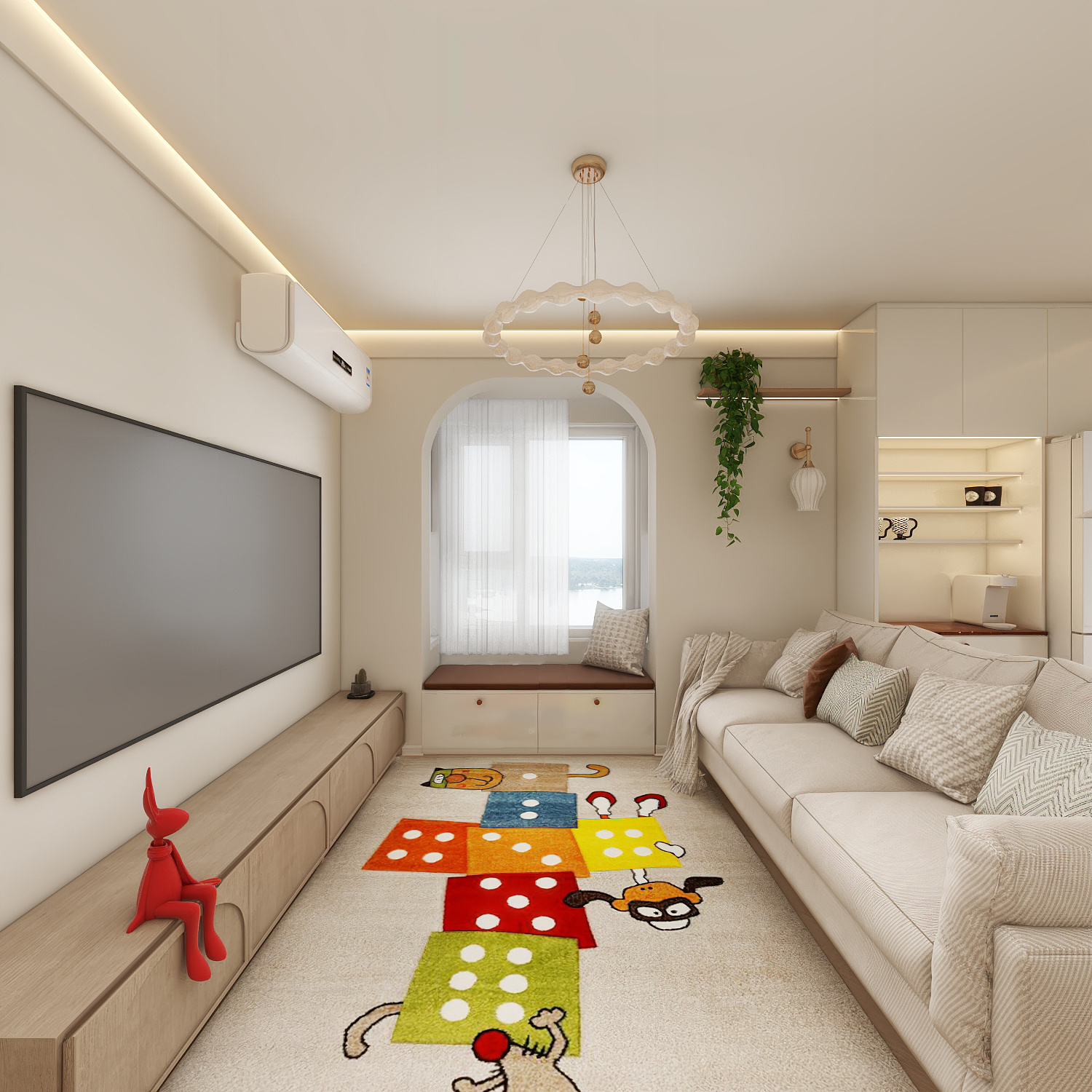 设计师言色-70平米 治愈系 多巴胺 原木奶油风格装修效果图