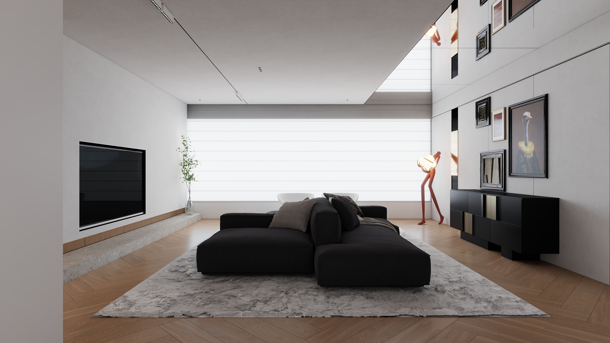 Mao.Echo-黑灰白原木简约风-装修设计方案