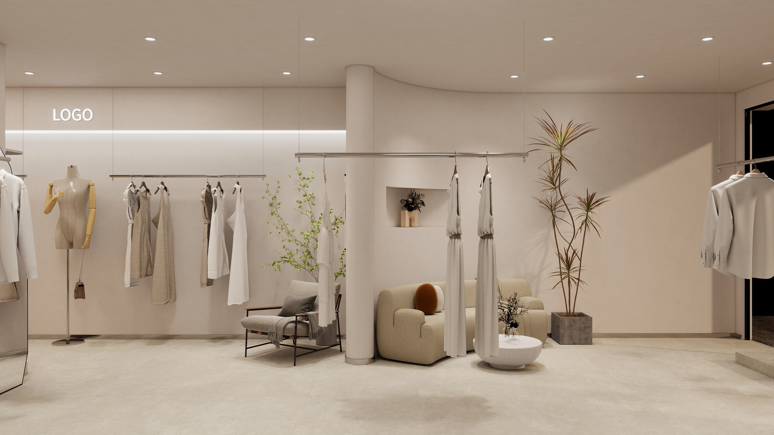 设计林一秭墨-46平服装店平面布局方案-装修设计方案