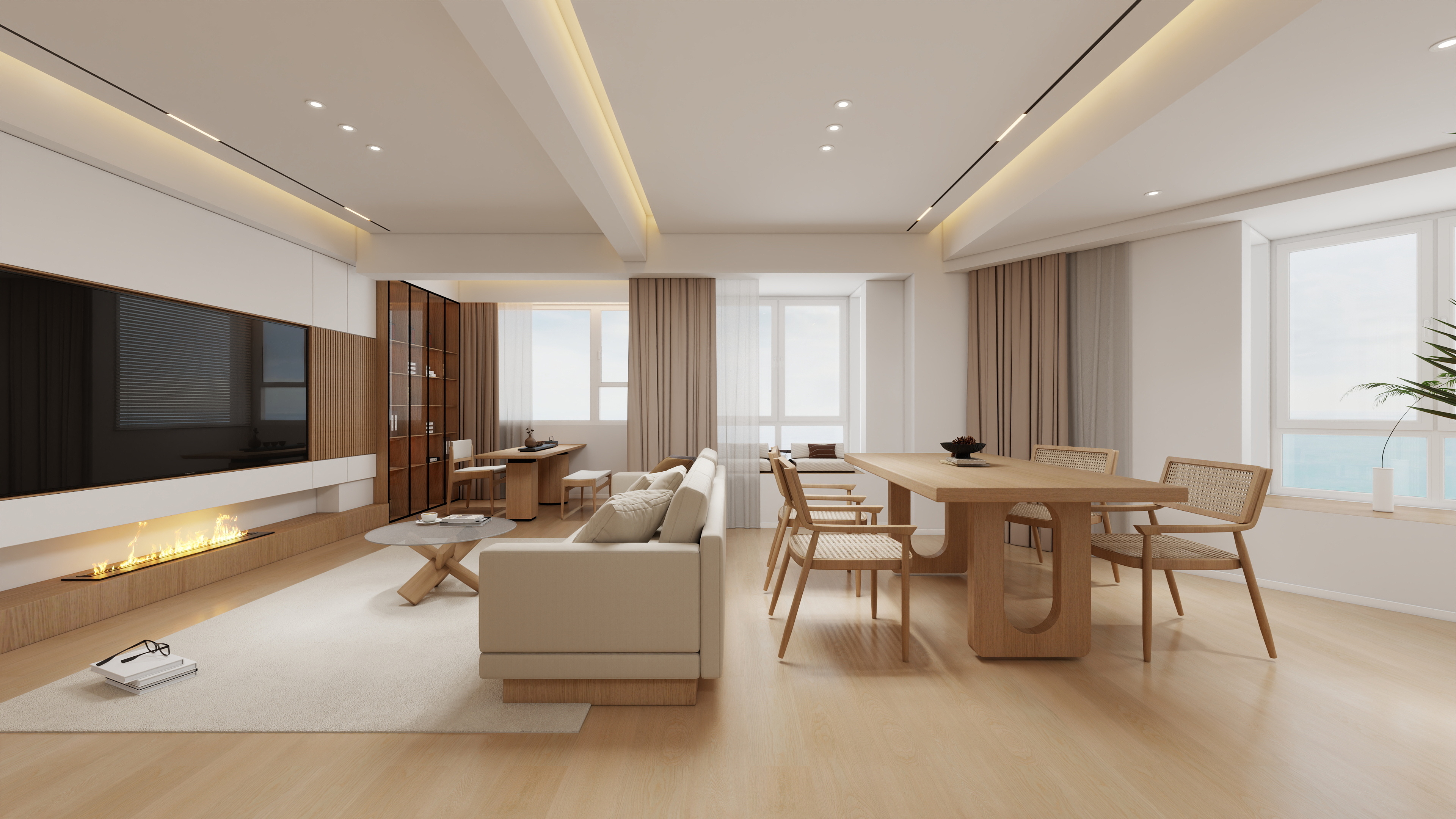 设计师丨胡月平-原木95㎡2室装修效果图