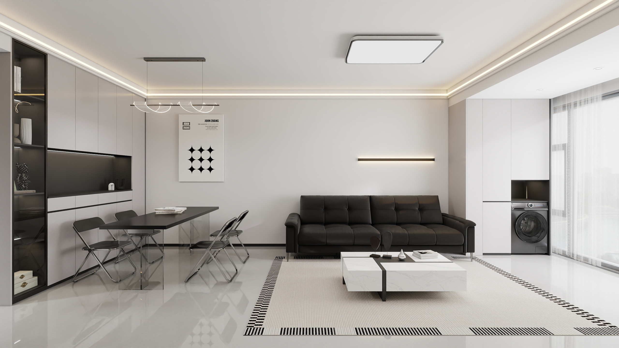 杨大菇凉-理想城两室现代简约  简约黑白灰-装修设计方案