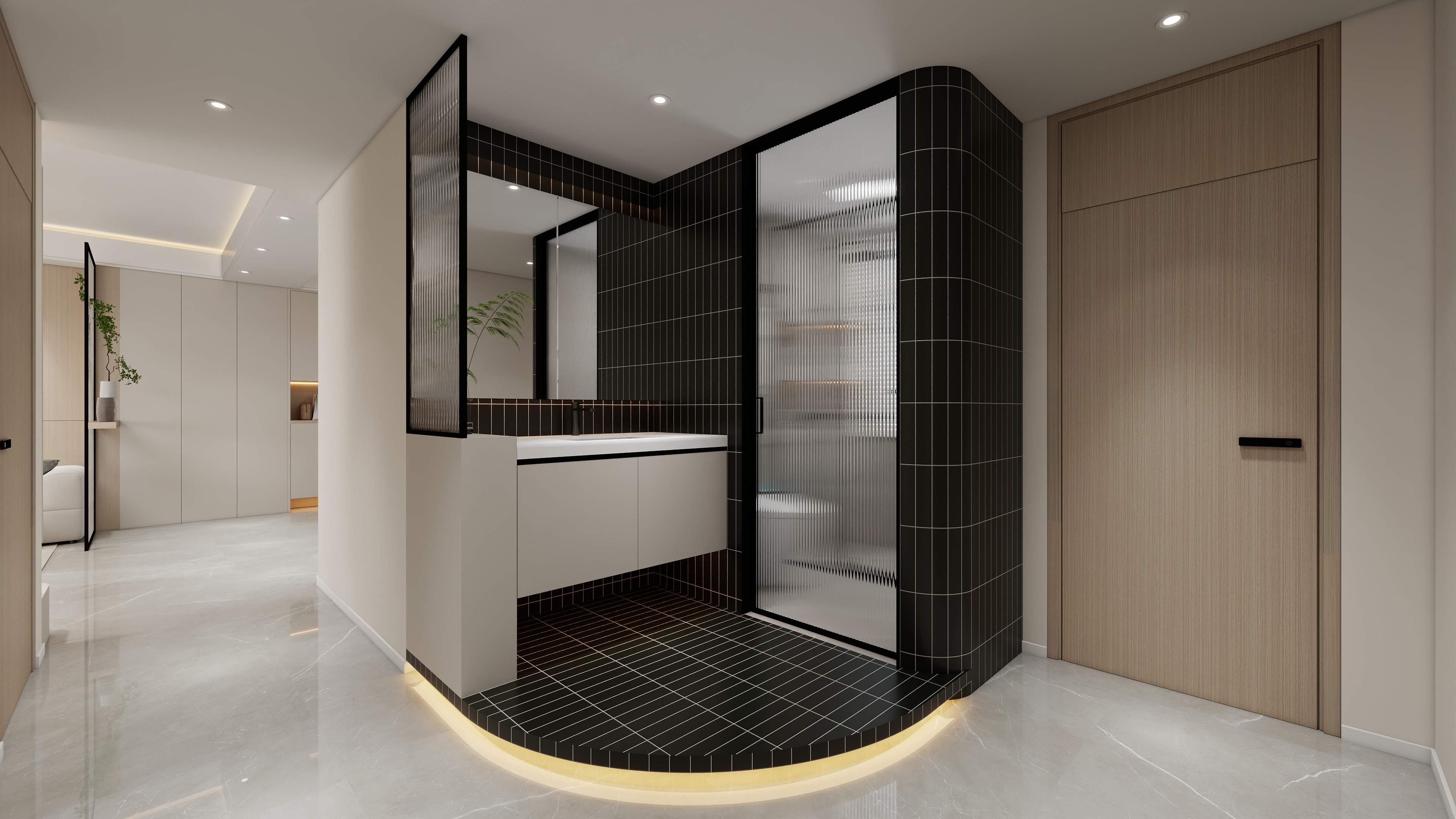 设计师丨胡月平-奶油风105㎡3室装修效果图