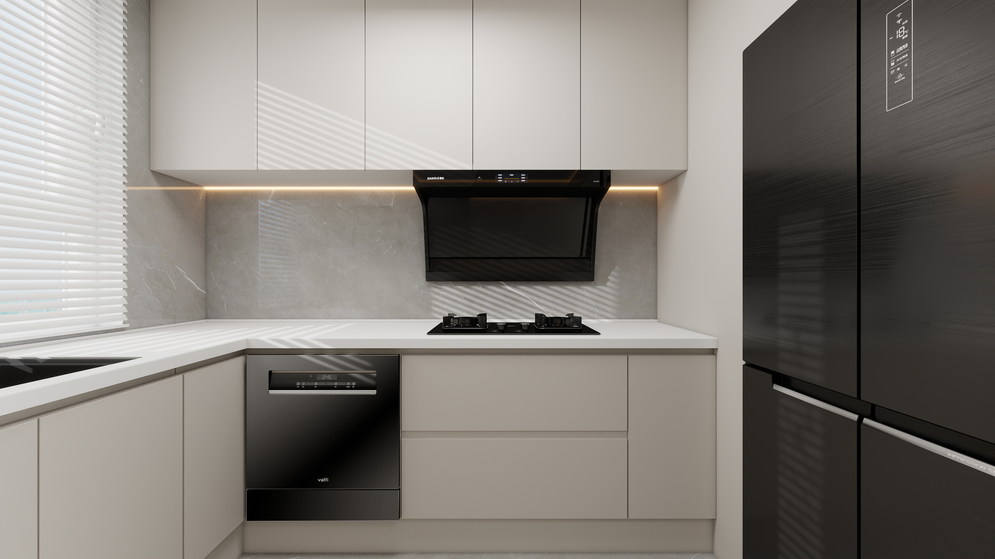 设计师丨胡月平-奶油风105㎡3室装修效果图