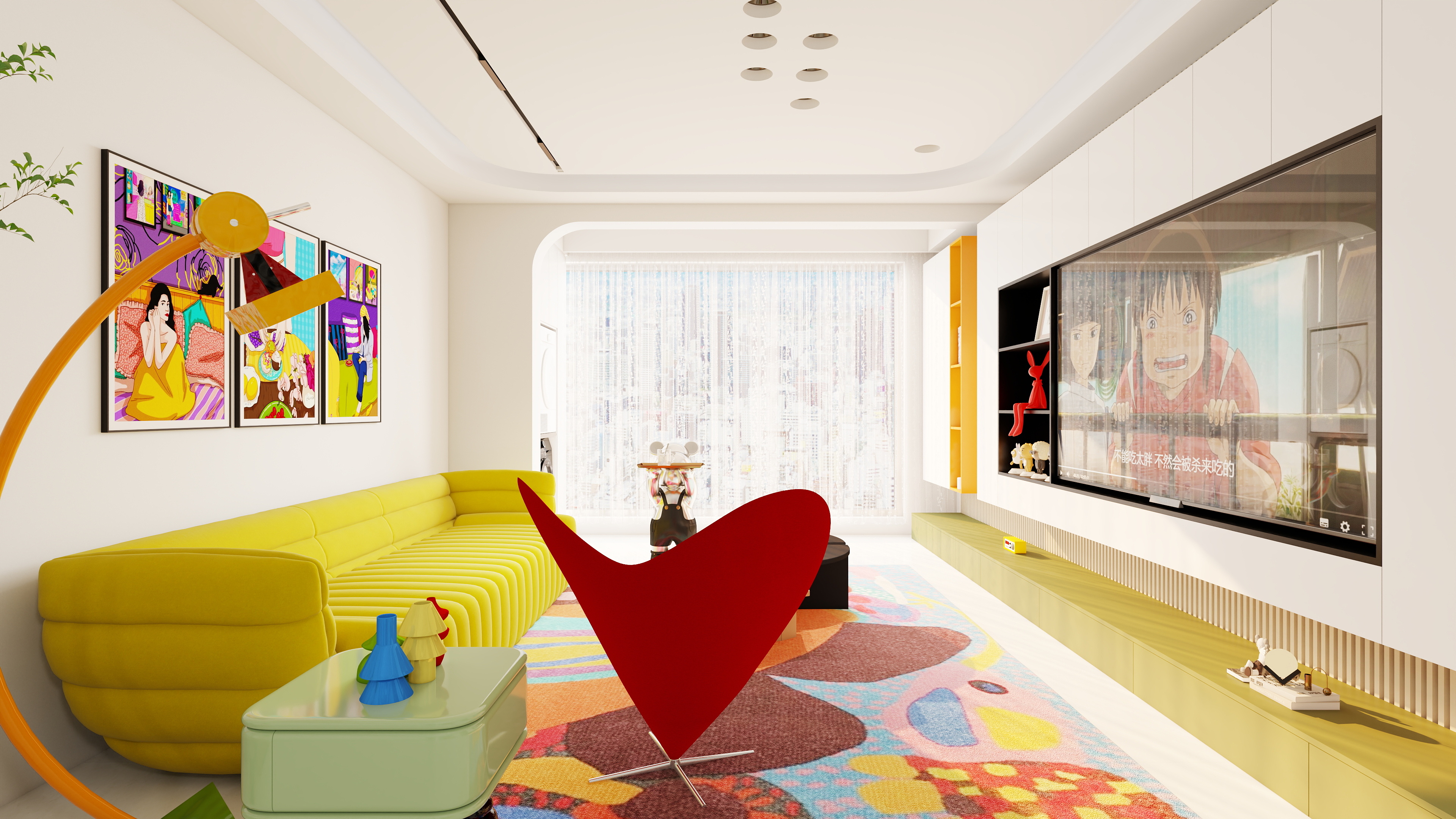 设计-男孩-多巴胺·自由主义一层客餐厅装修效果图第5张