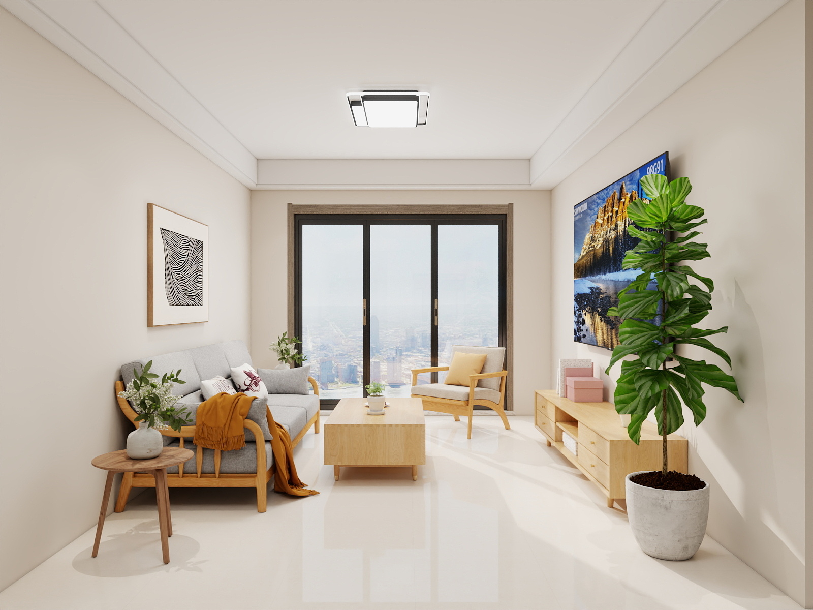 吴爽-82m²原木风格装修效果图