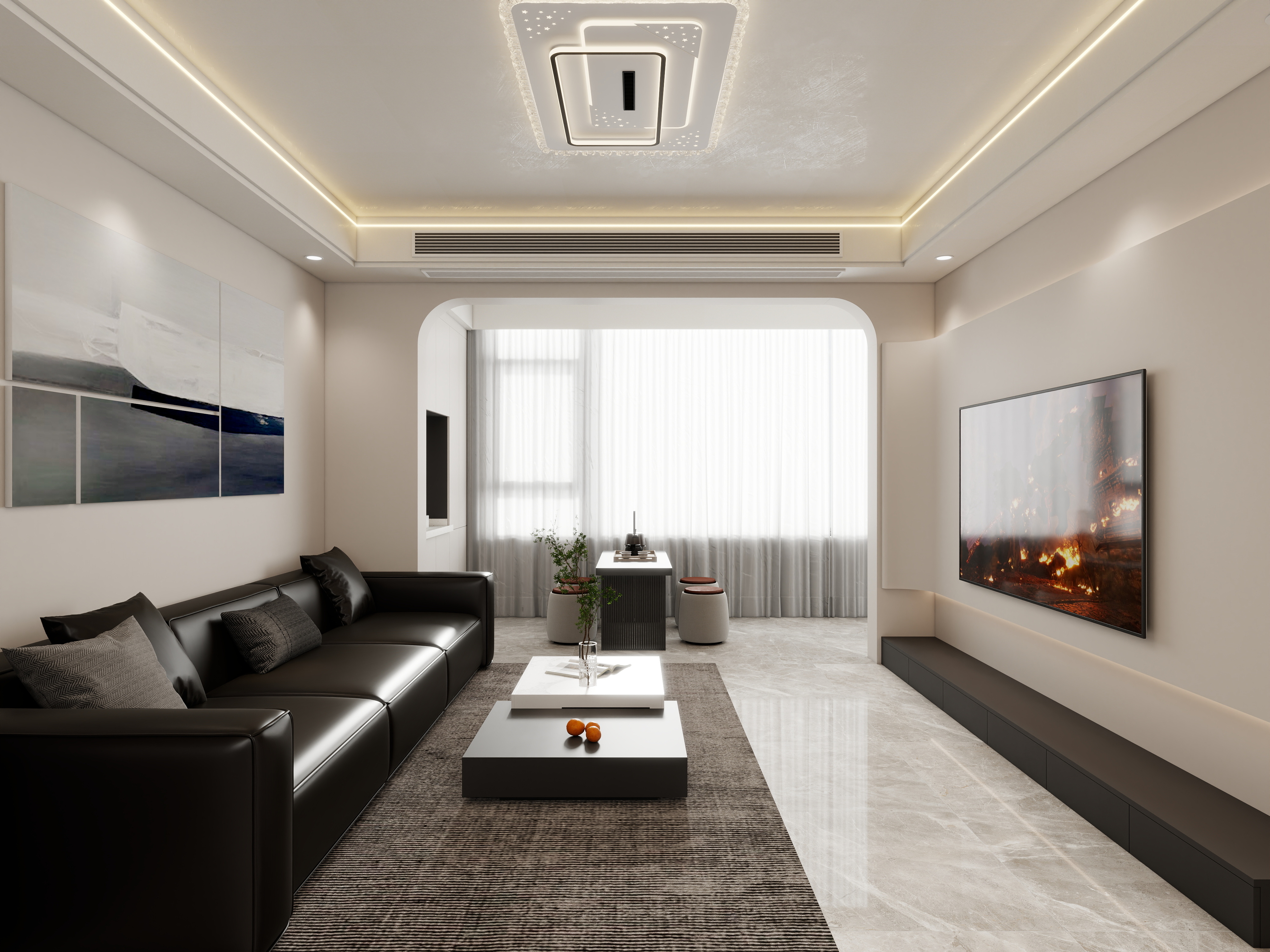 壹诺设计工作室-104㎡3室-现代简约 装修效果图