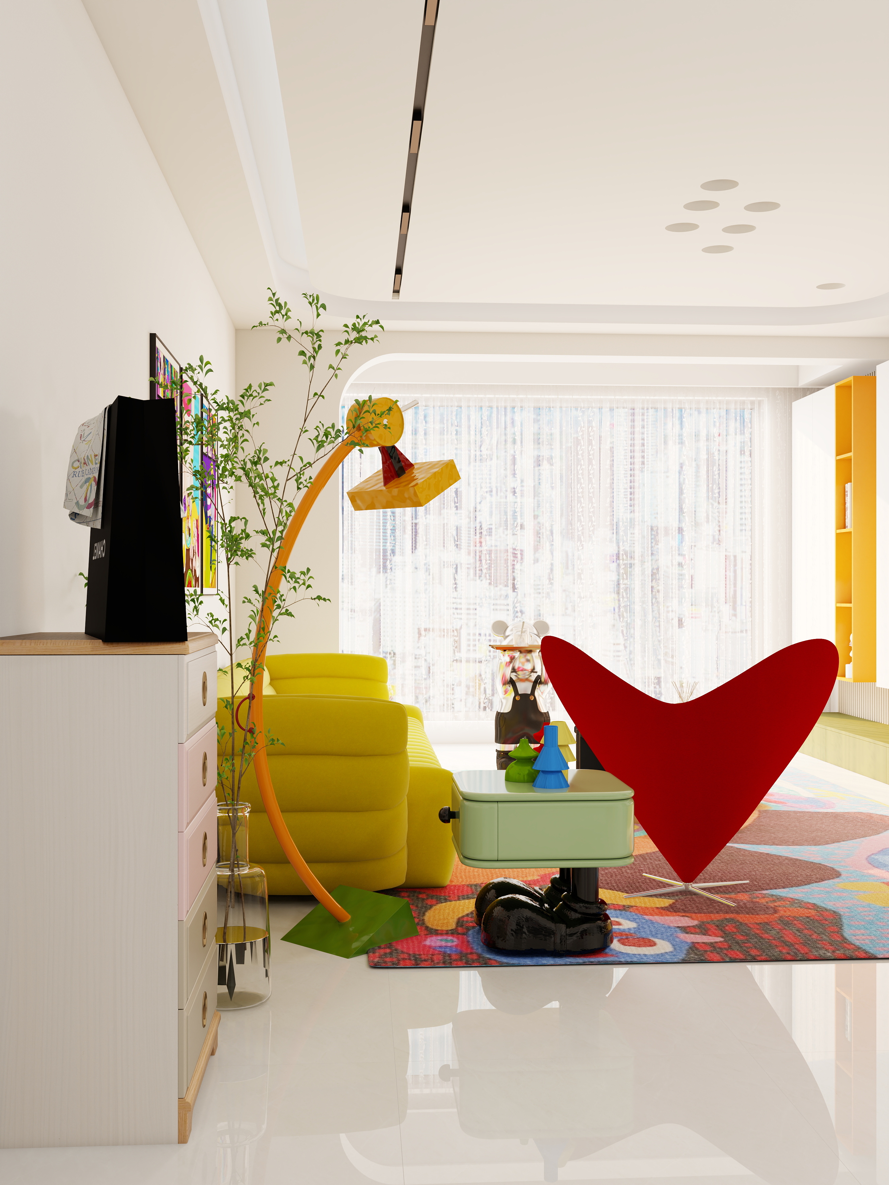 设计-男孩-多巴胺·自由主义一层客餐厅装修效果图第2张