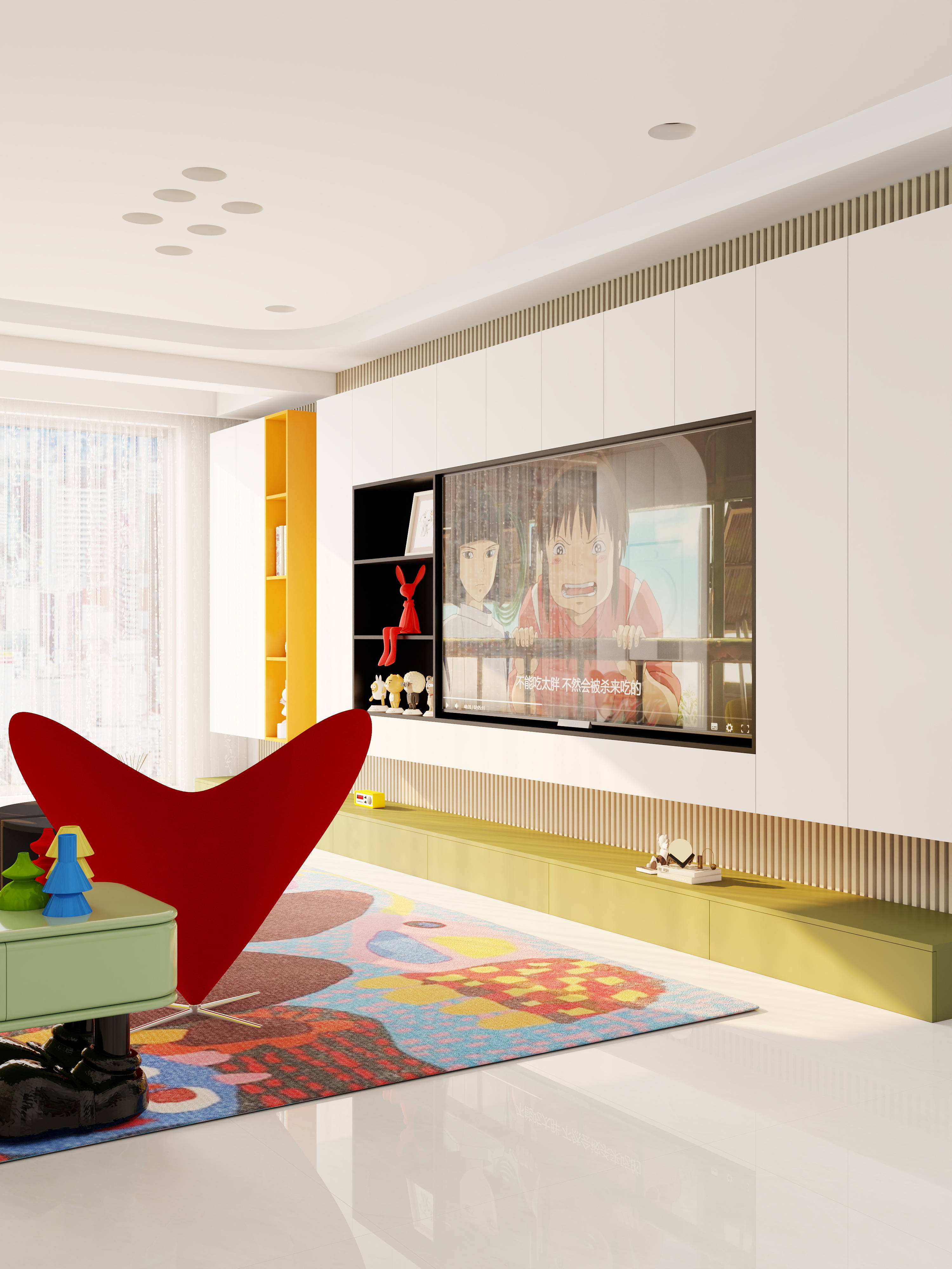 设计-男孩-多巴胺·自由主义一层客餐厅装修效果图第1张