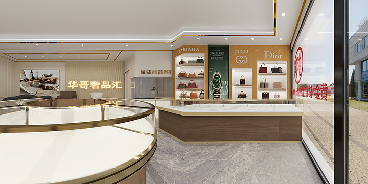 效果图代画-小曹-二奢店-渲染文件-装修设计方案