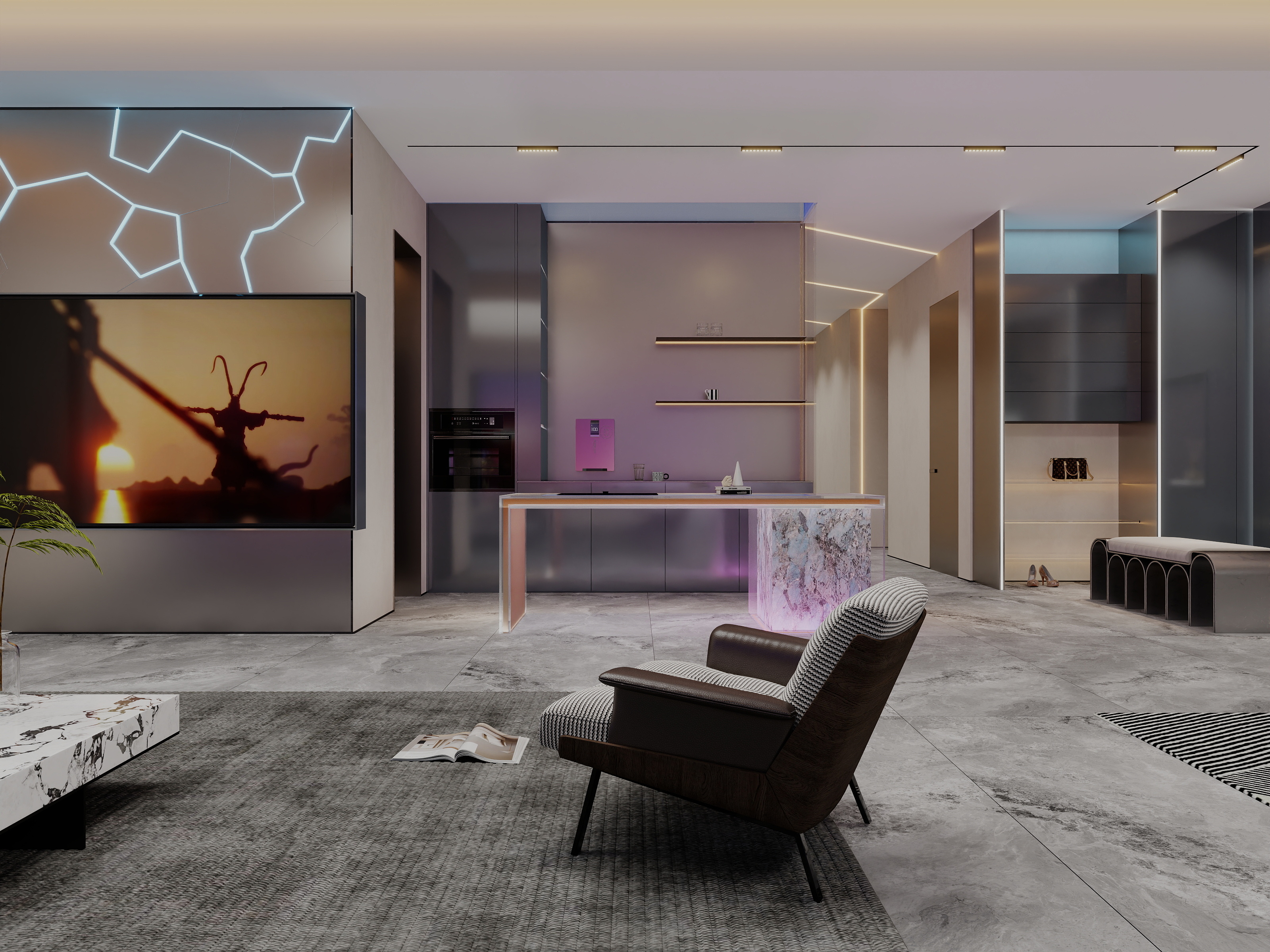 青溪设计-馥棠公馆-赛博朋克-装修设计方案