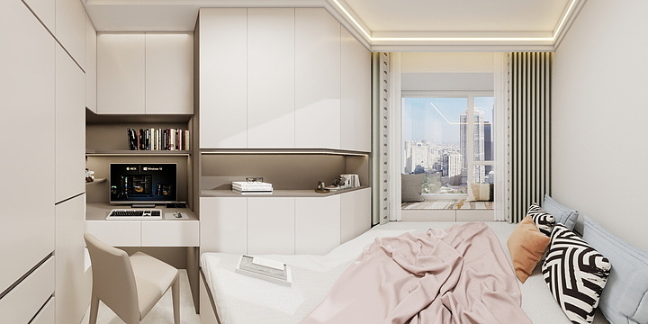 仲福设计工作室-理想城3-1-601室效果图-装修设计方案