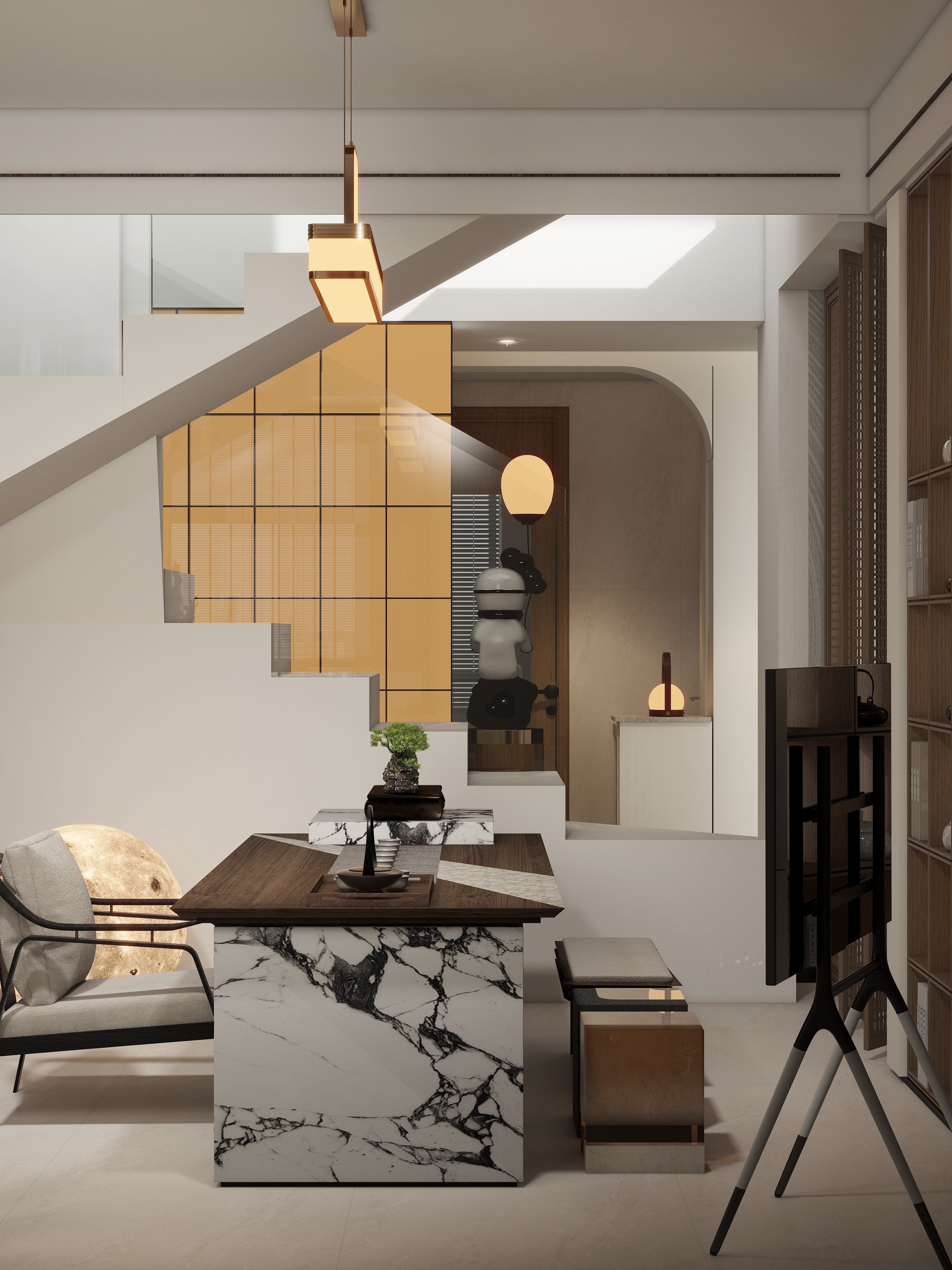 设计师珂源-新地东方花都新中式155㎡4室装修效果图