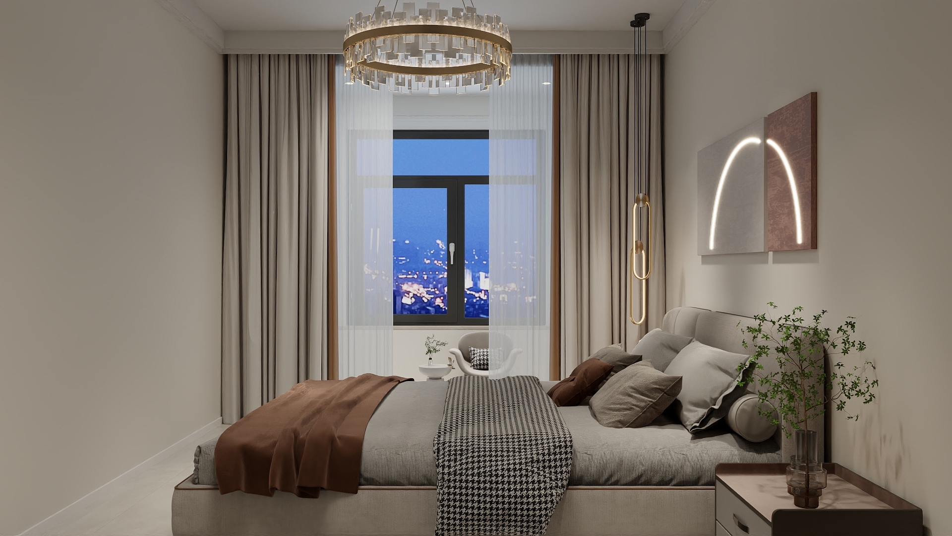 李青越-110方现代风格两居室装修效果图