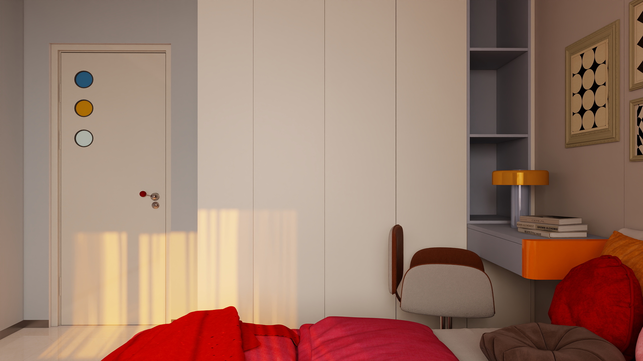 设计-男孩-多巴胺奶油风一层次卧装修效果图第1张