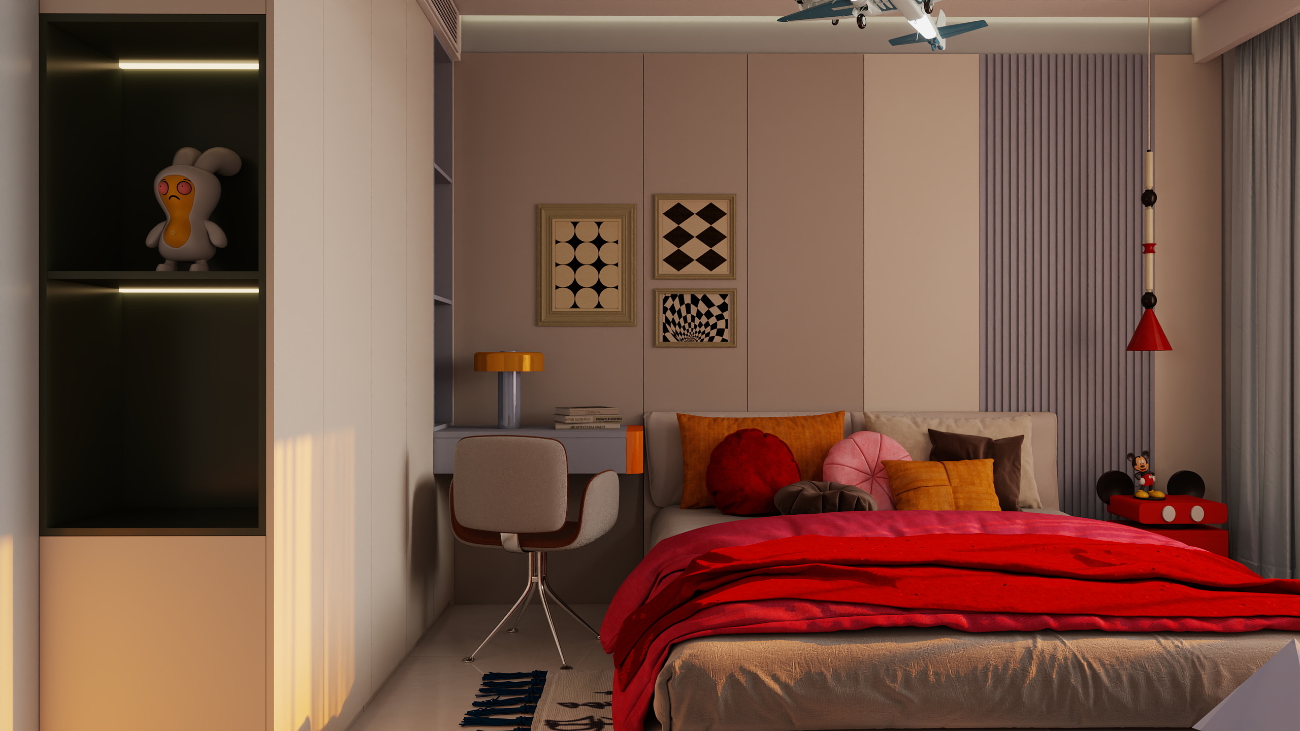 设计-男孩-多巴胺奶油风一层次卧装修效果图第2张