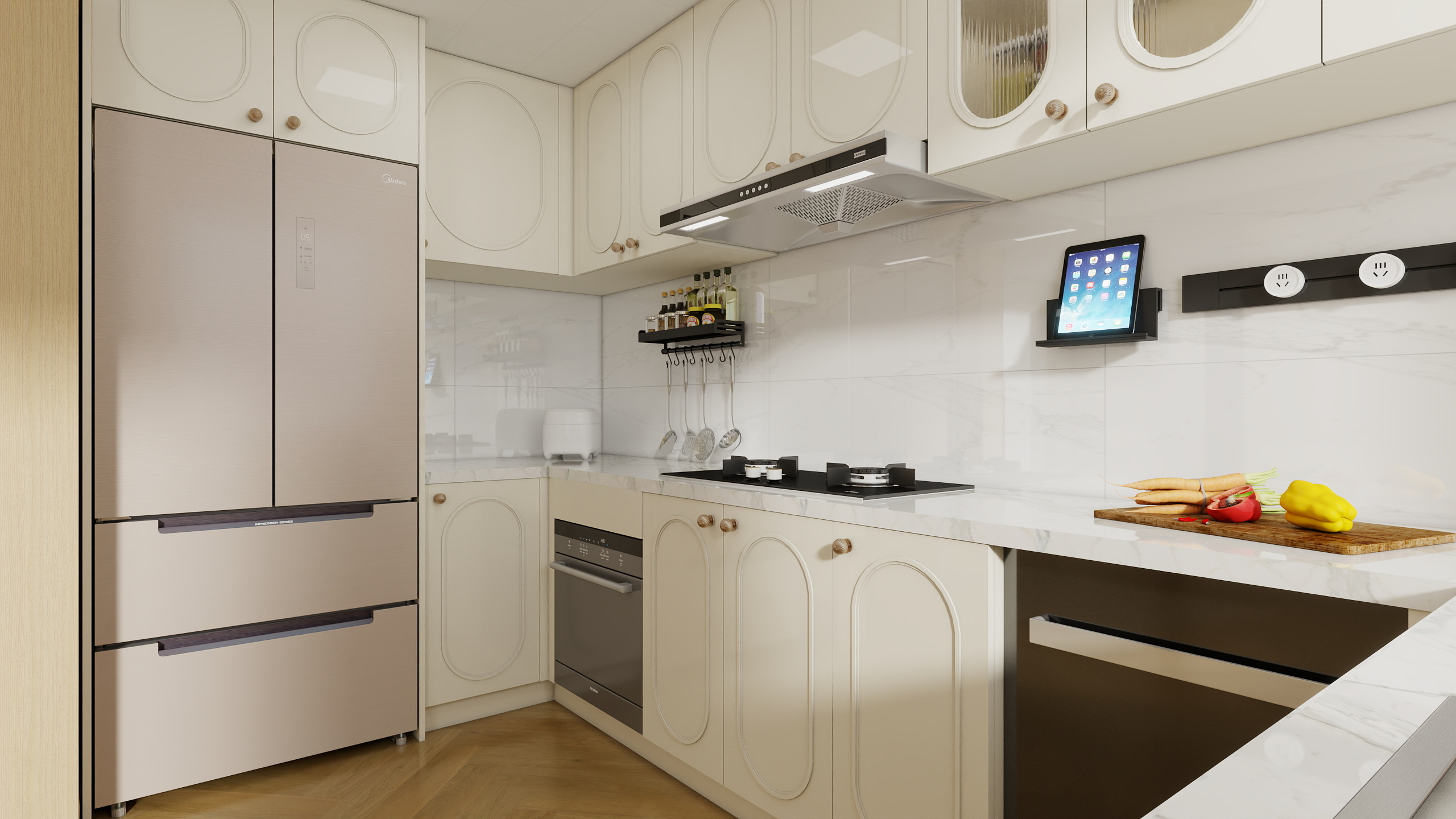 坷诺木业整木家居定制-本溪御山府（圆弧门板）装修效果图