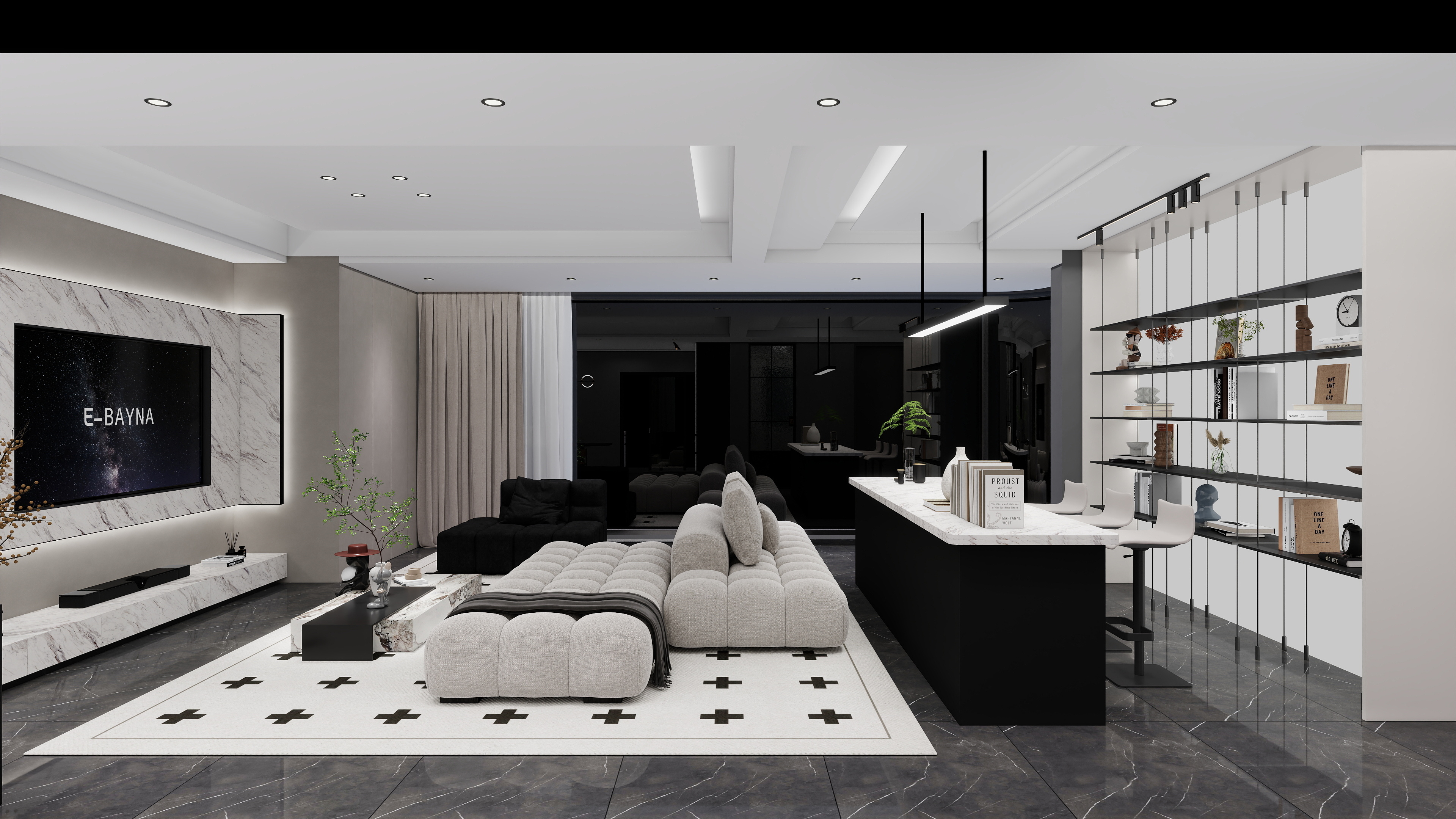 张君山-现代风格黑白色调住宅案例-装修设计方案