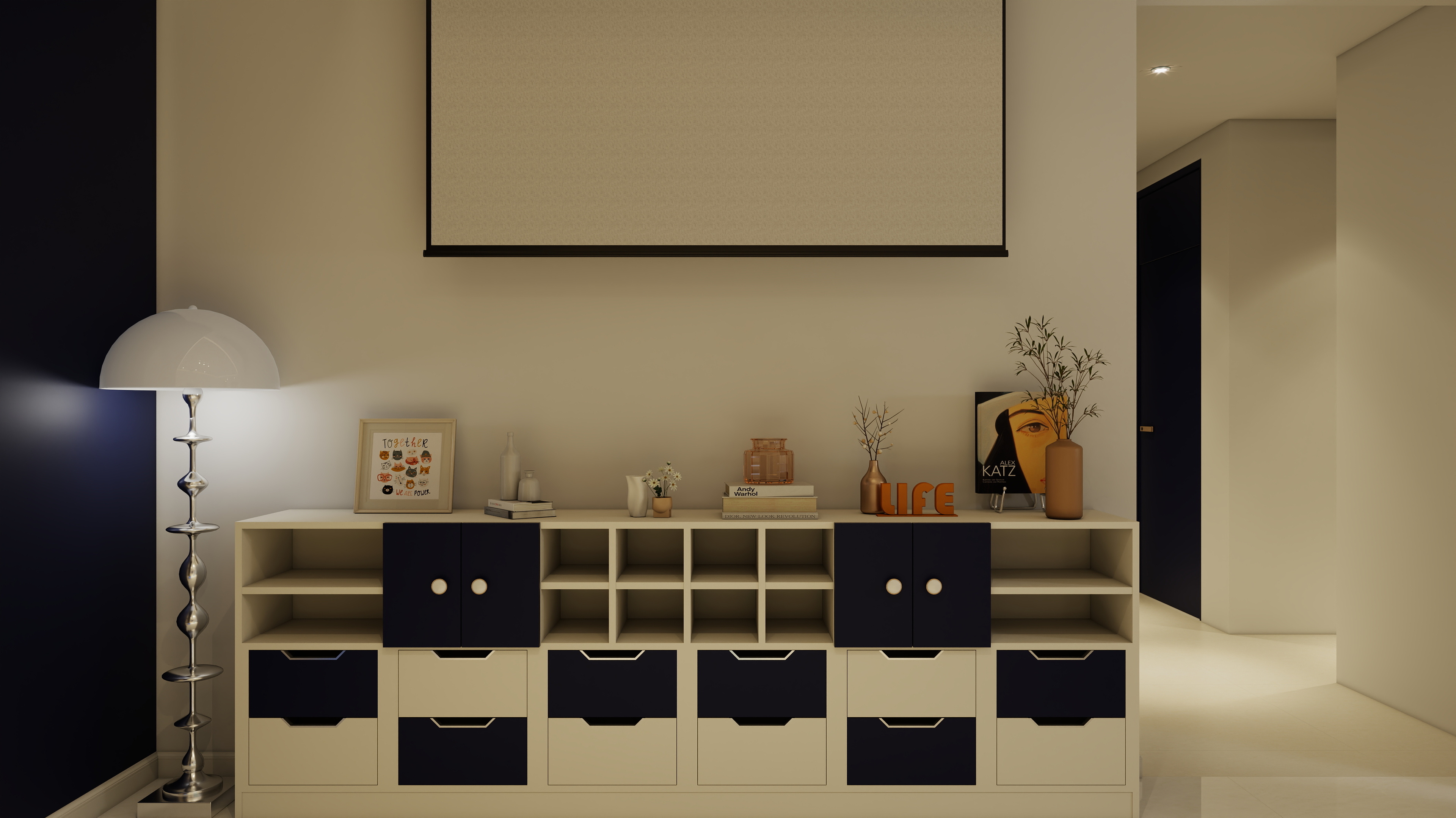 设计-男孩-蓝岸明翠3号楼克莱因蓝一层客餐厅装修效果图第3张